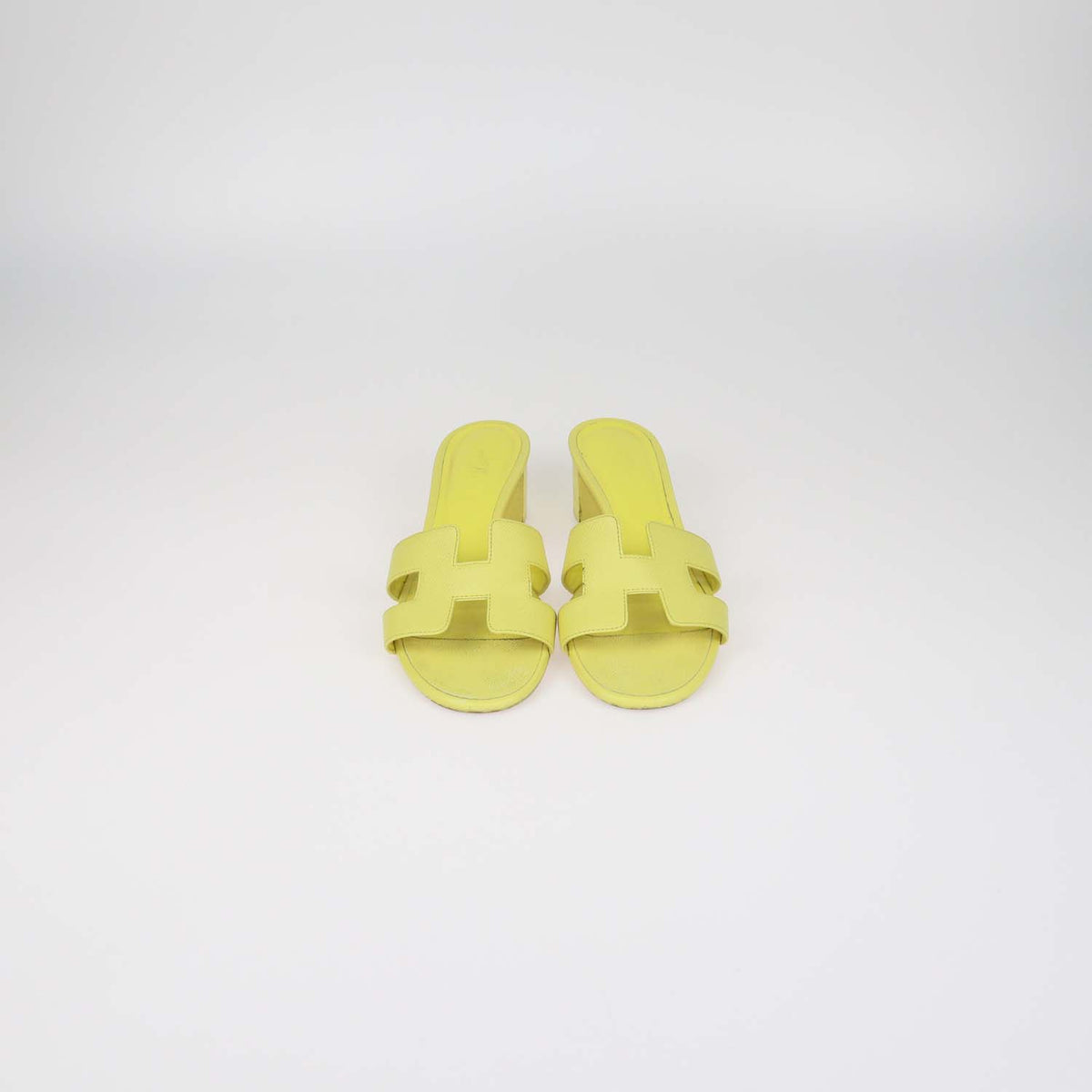 Hermes Lime Epsom Leather Oran Sandals