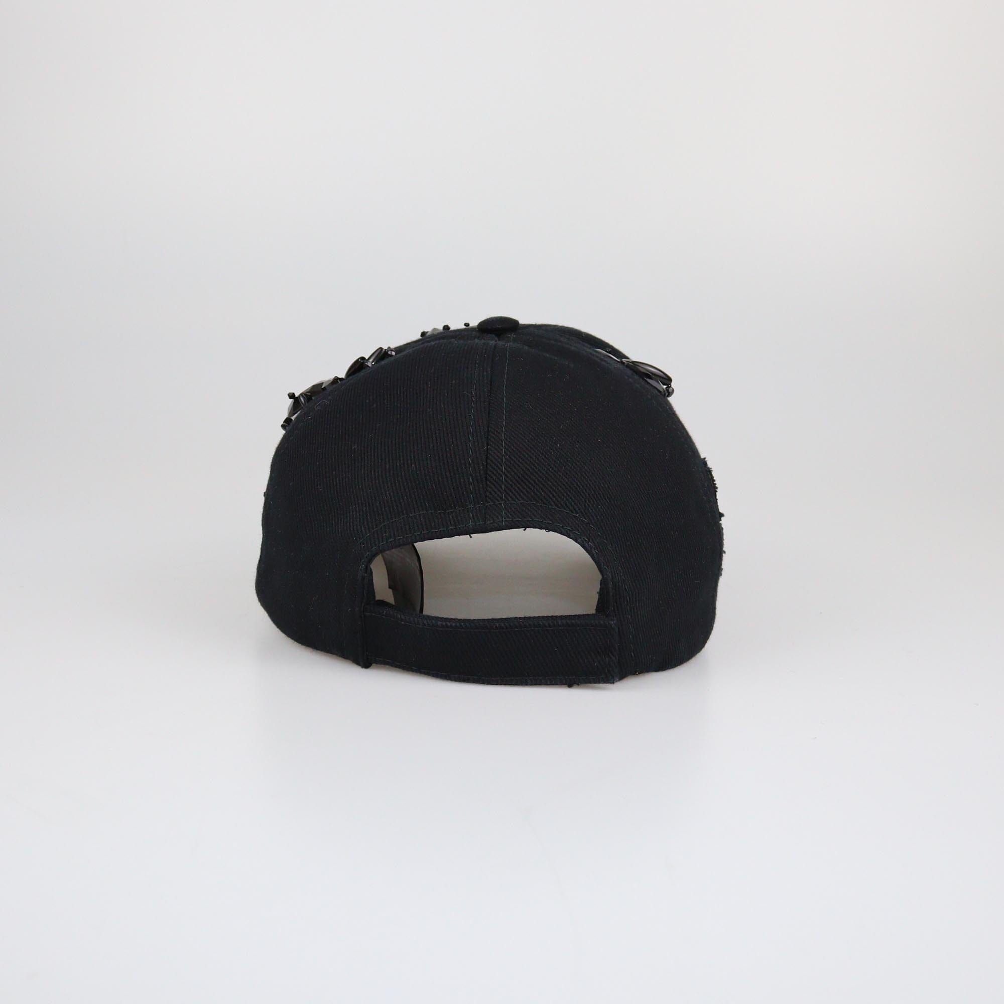 Miu Miu Black Mosaic Gemstone Embellished Baseball Cap Womens Miu Miu
