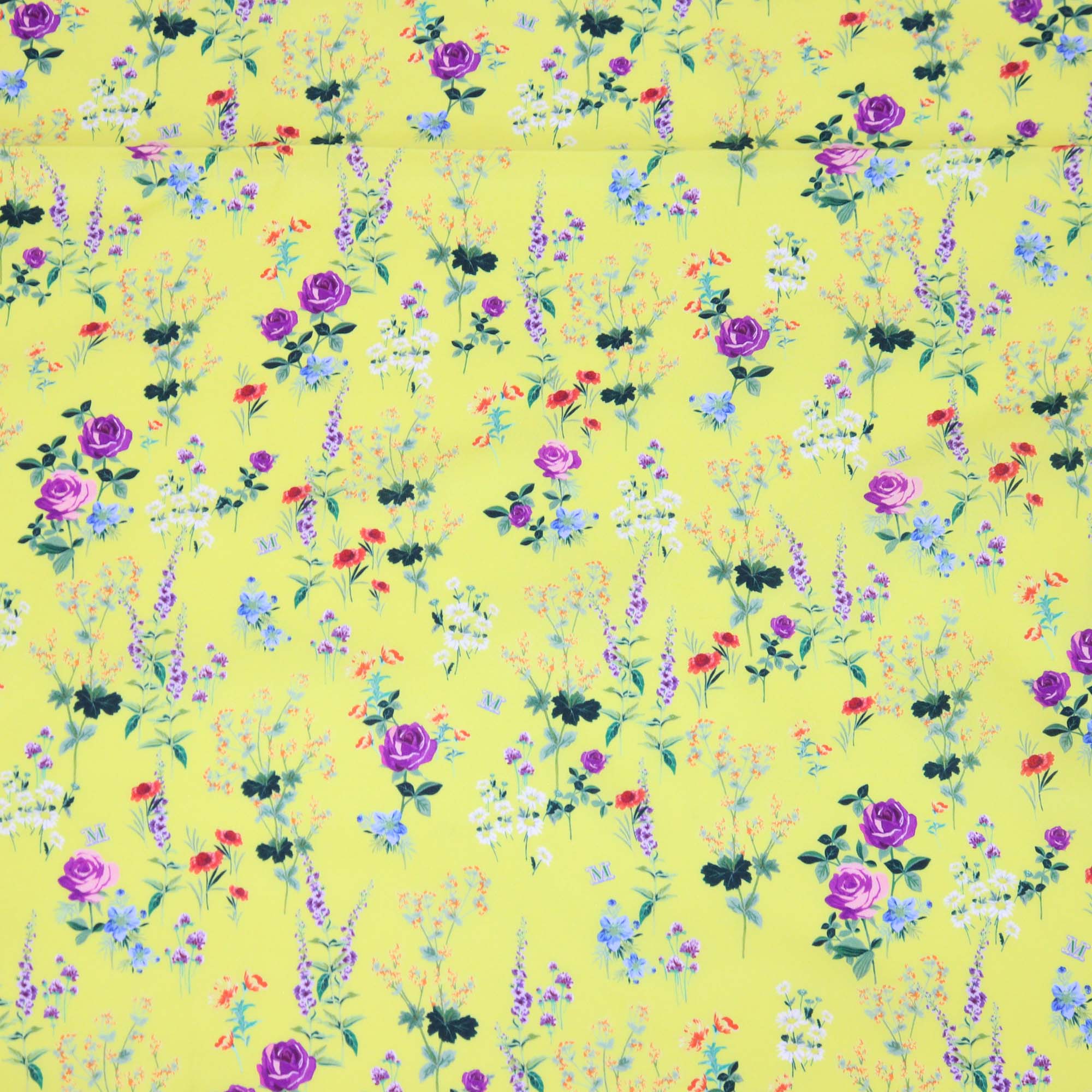 Max Mara Purple/Yellow Silk Floral Print Scarf