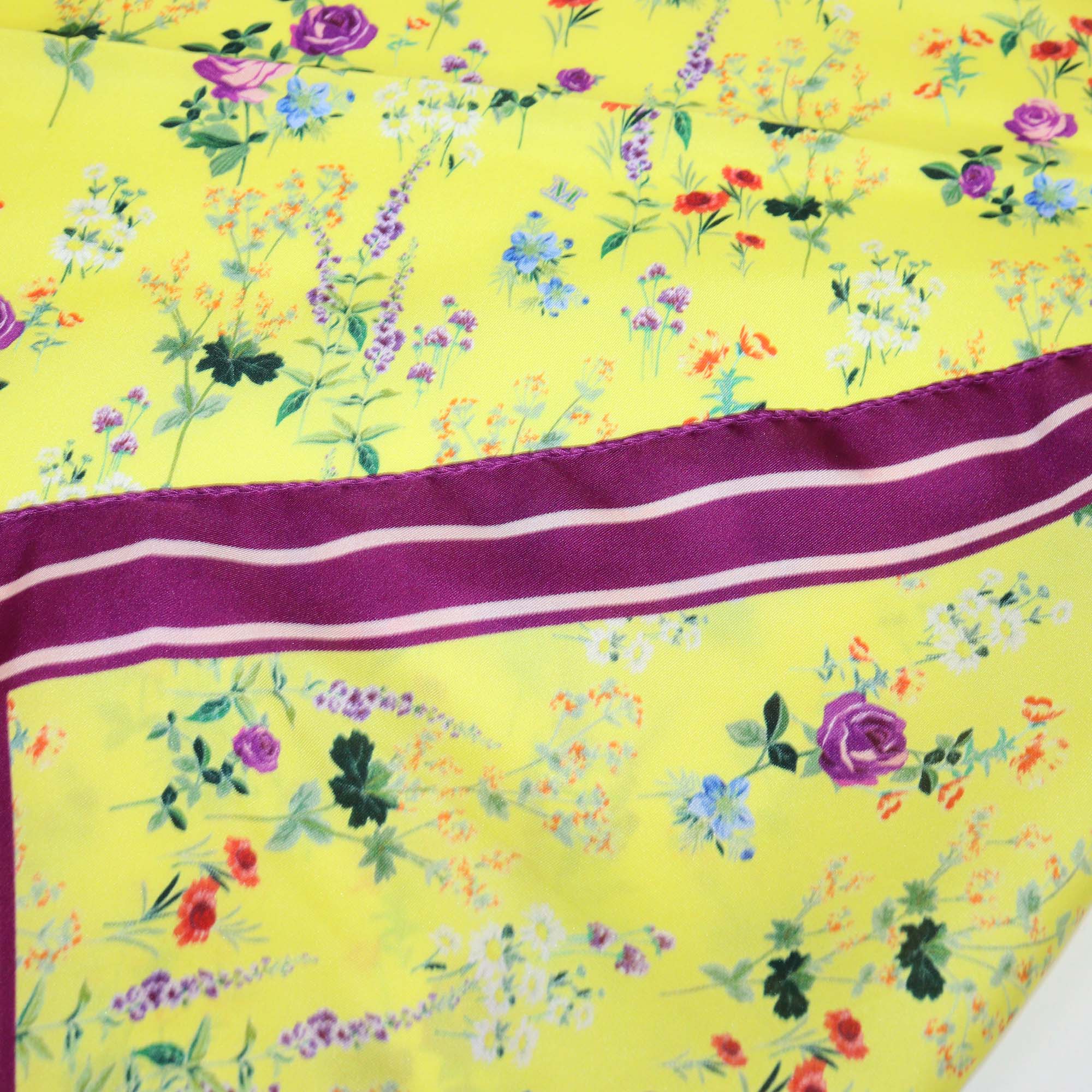 Max Mara Purple/Yellow Silk Floral Print Scarf