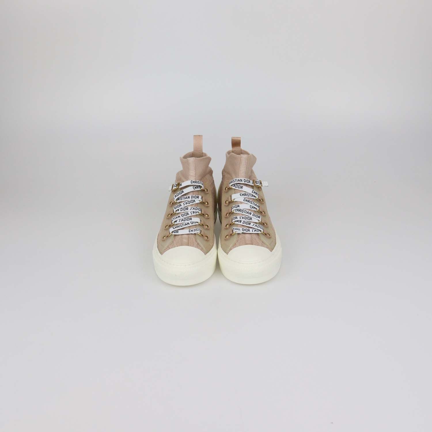 Christian Dior Beige Cannage Knit Fabric Walk'N'Dior High Top Sneakers