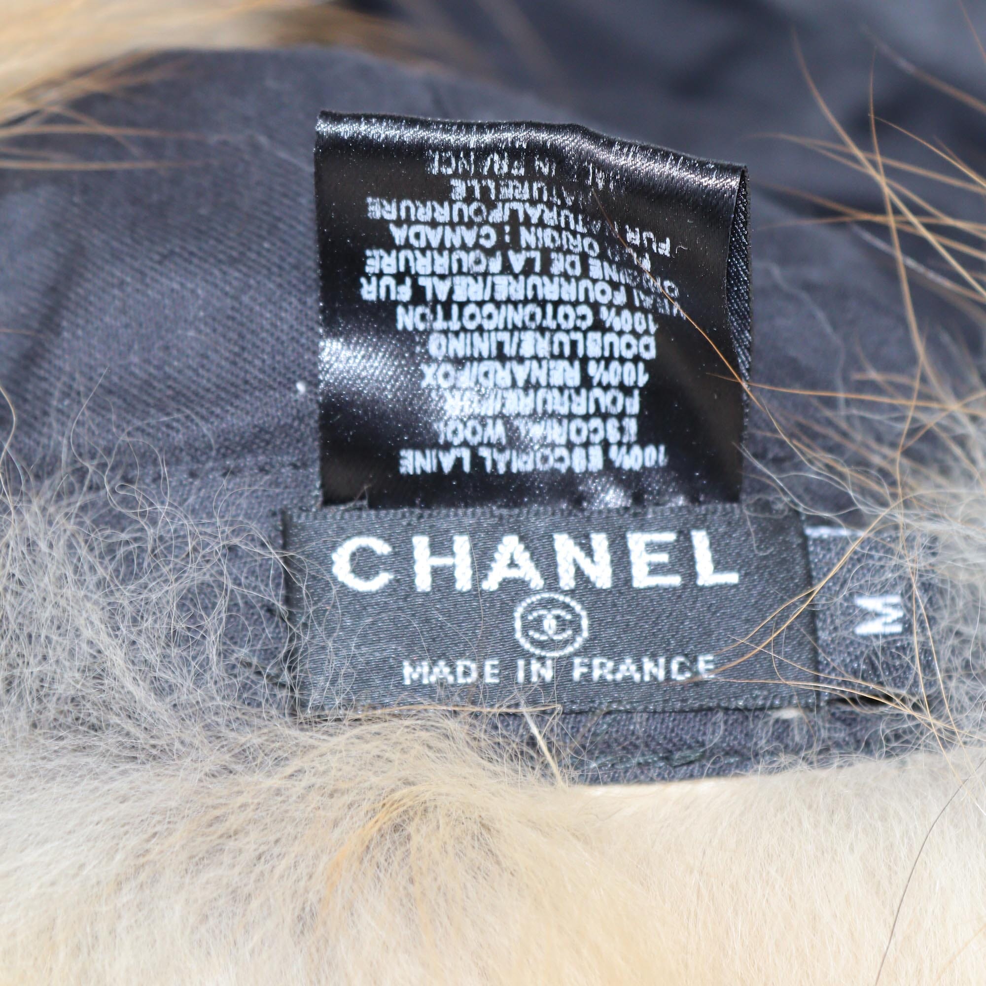 Chanel Brown/Grey Fur Baseball Cap Womens Chanel