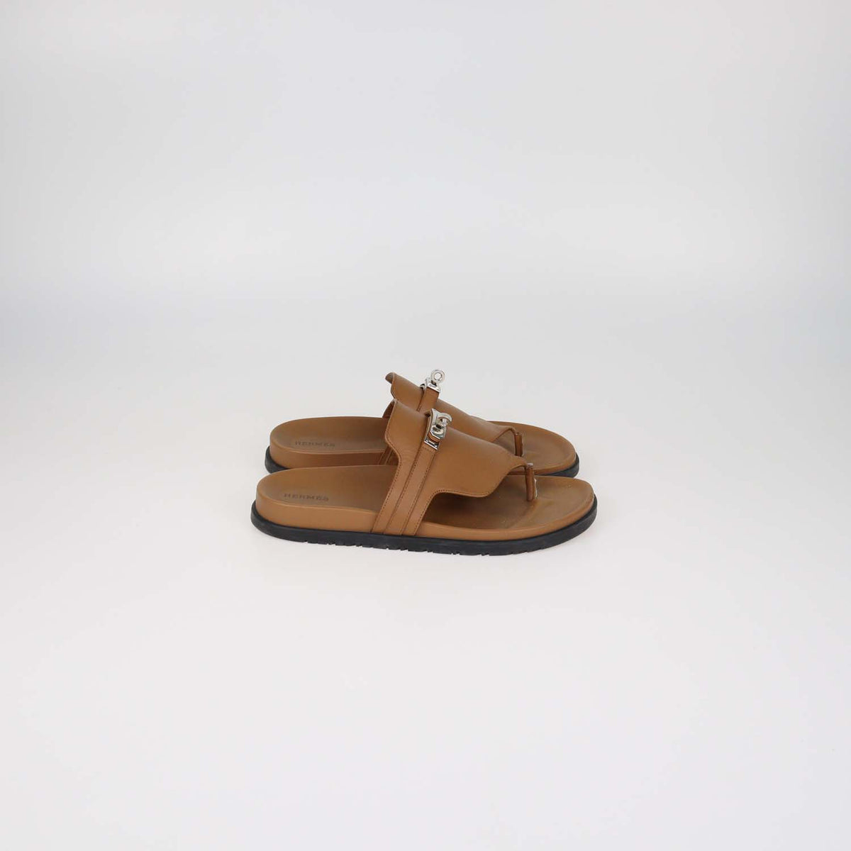 Hermes Gold Leather Empire Sandals