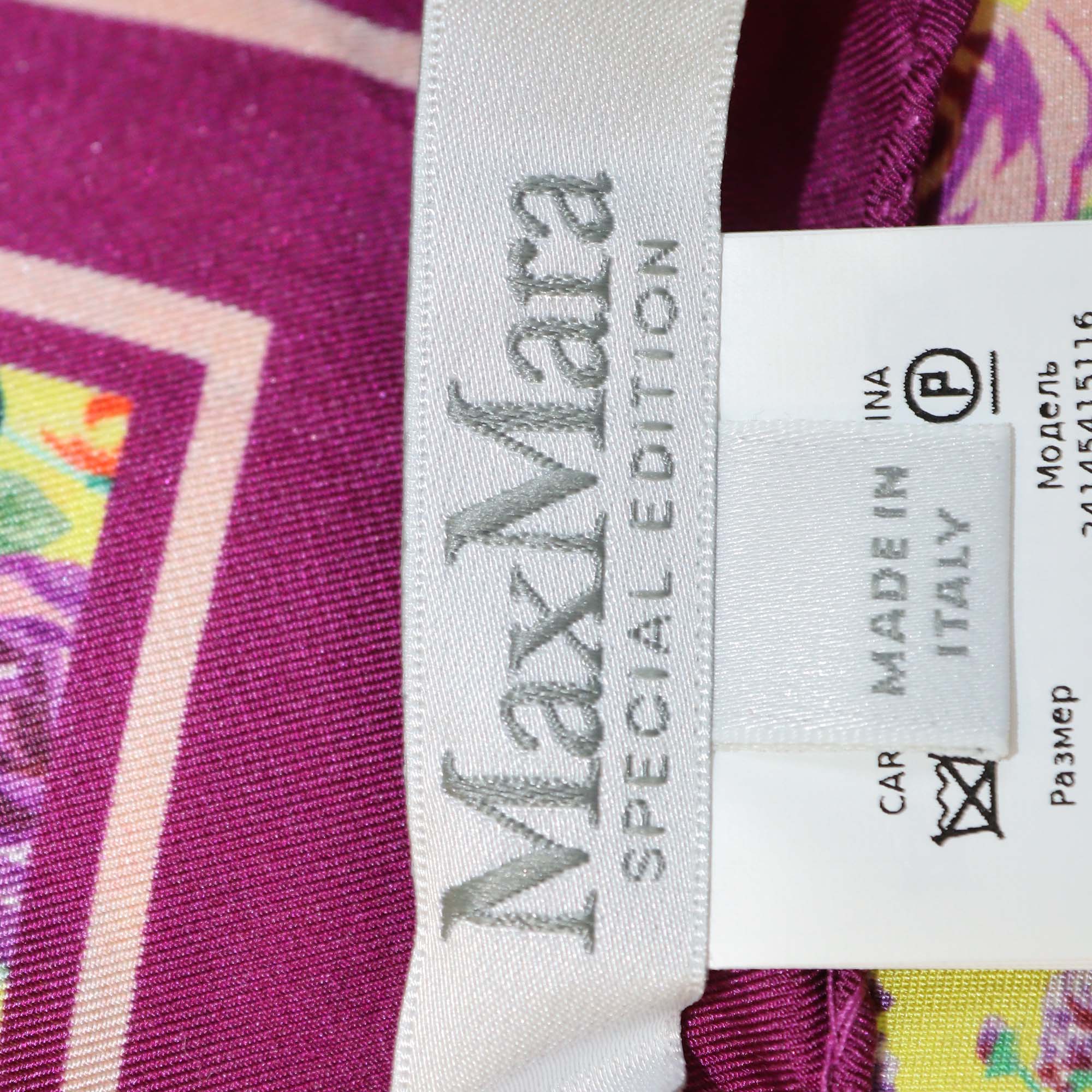 Max Mara Purple/Yellow Silk Floral Print Scarf