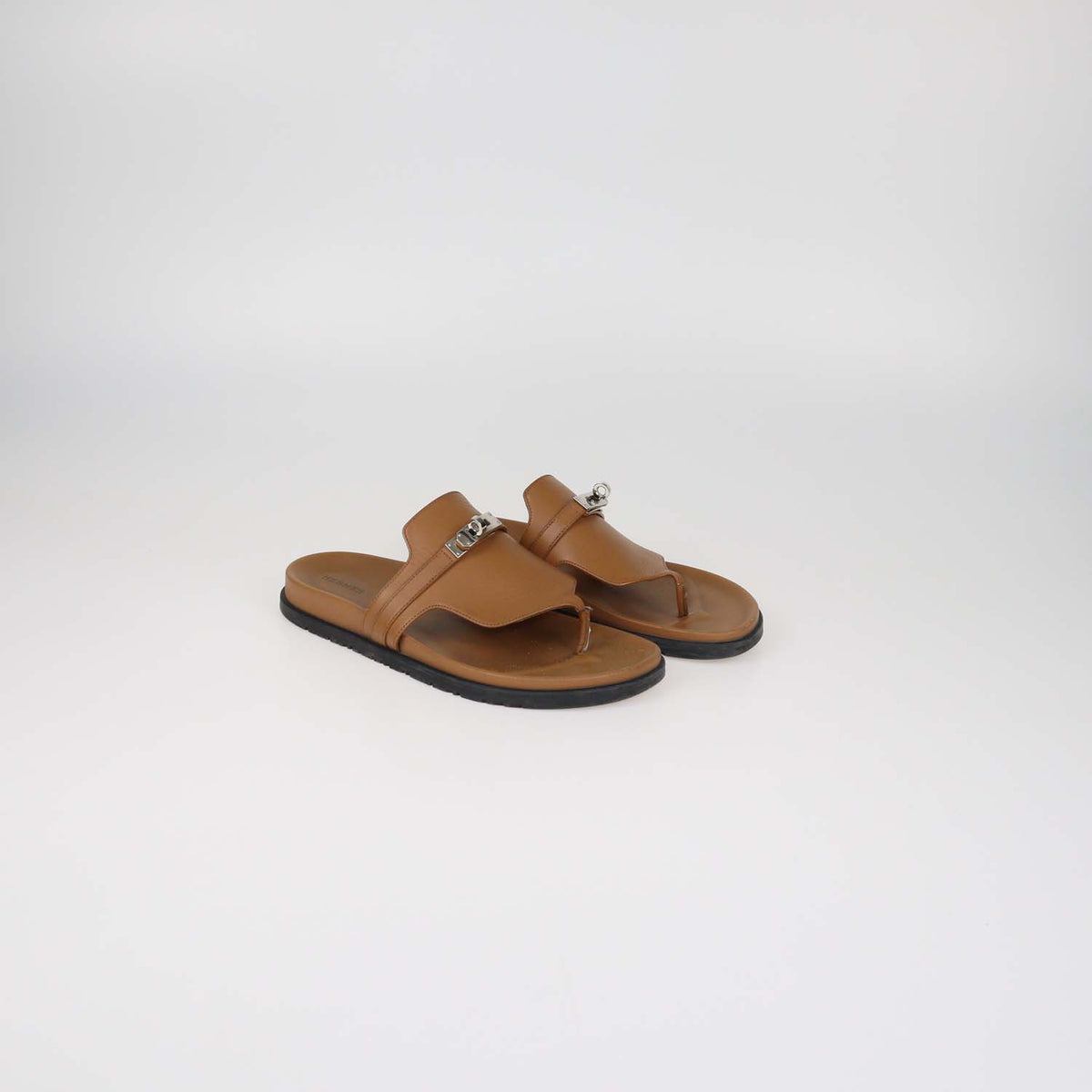 Hermes Gold Leather Empire Sandals
