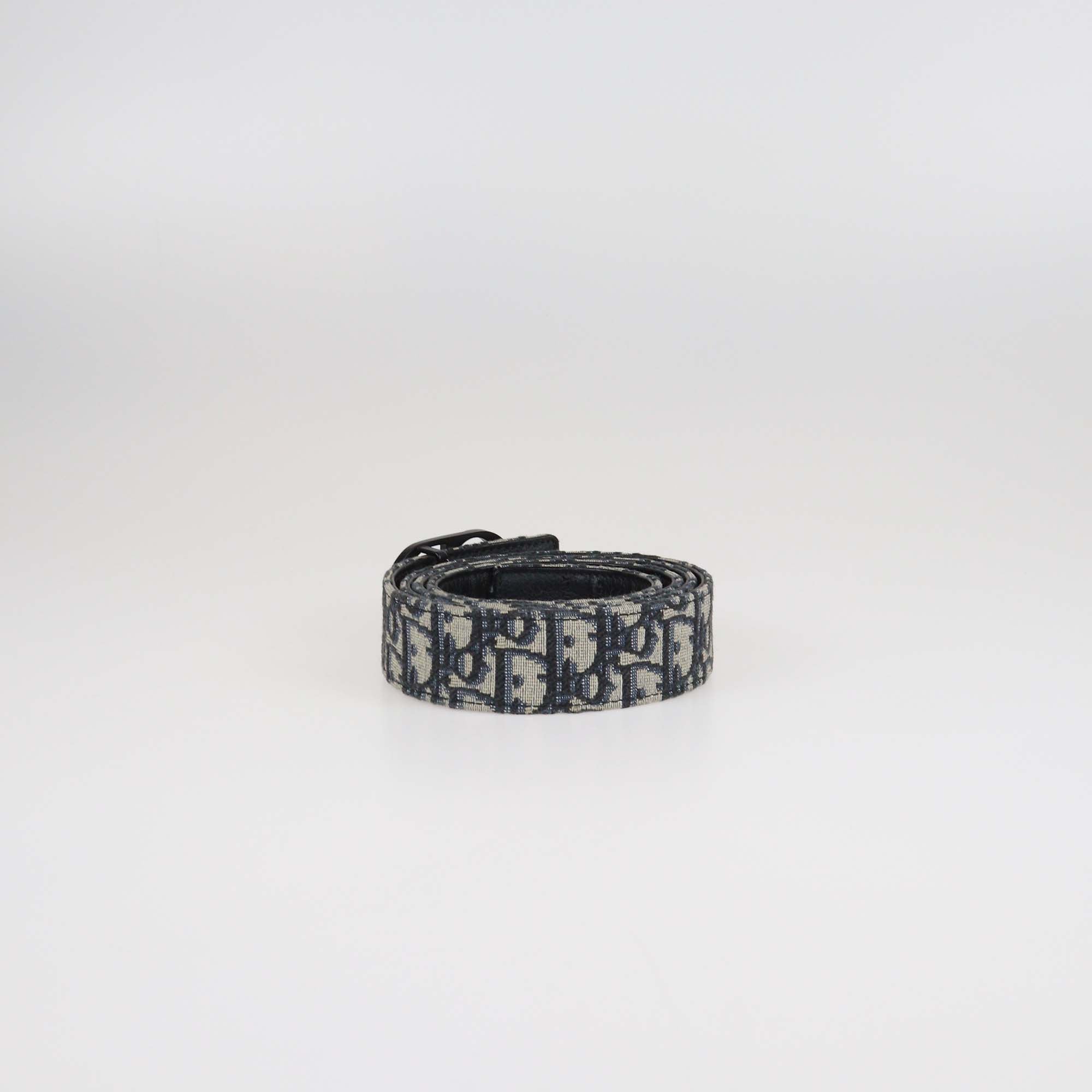 Dior Homme Navy Blue Oblique Jacquard Canvas Reversible CD Belt