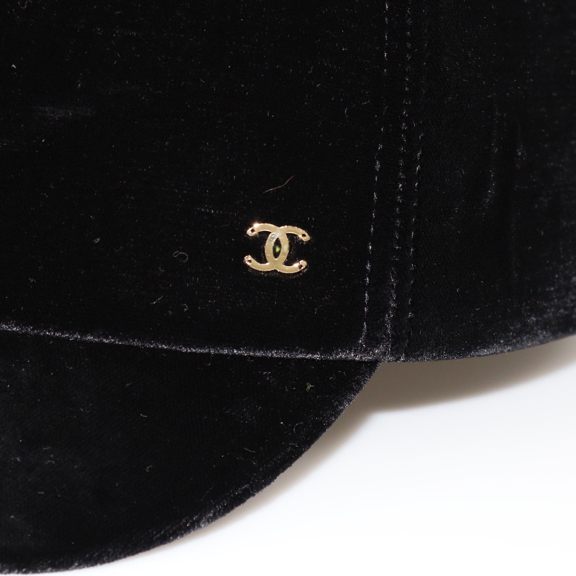 Chanel Black CC Riding Cap Womens Chanel
