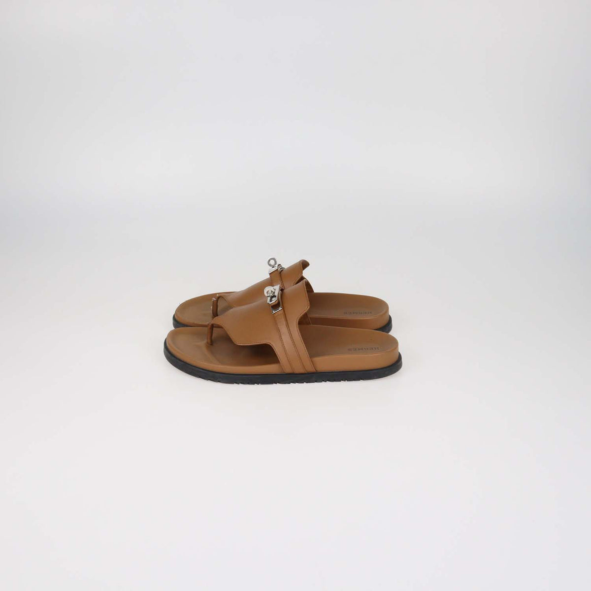 Hermes Gold Leather Empire Sandals