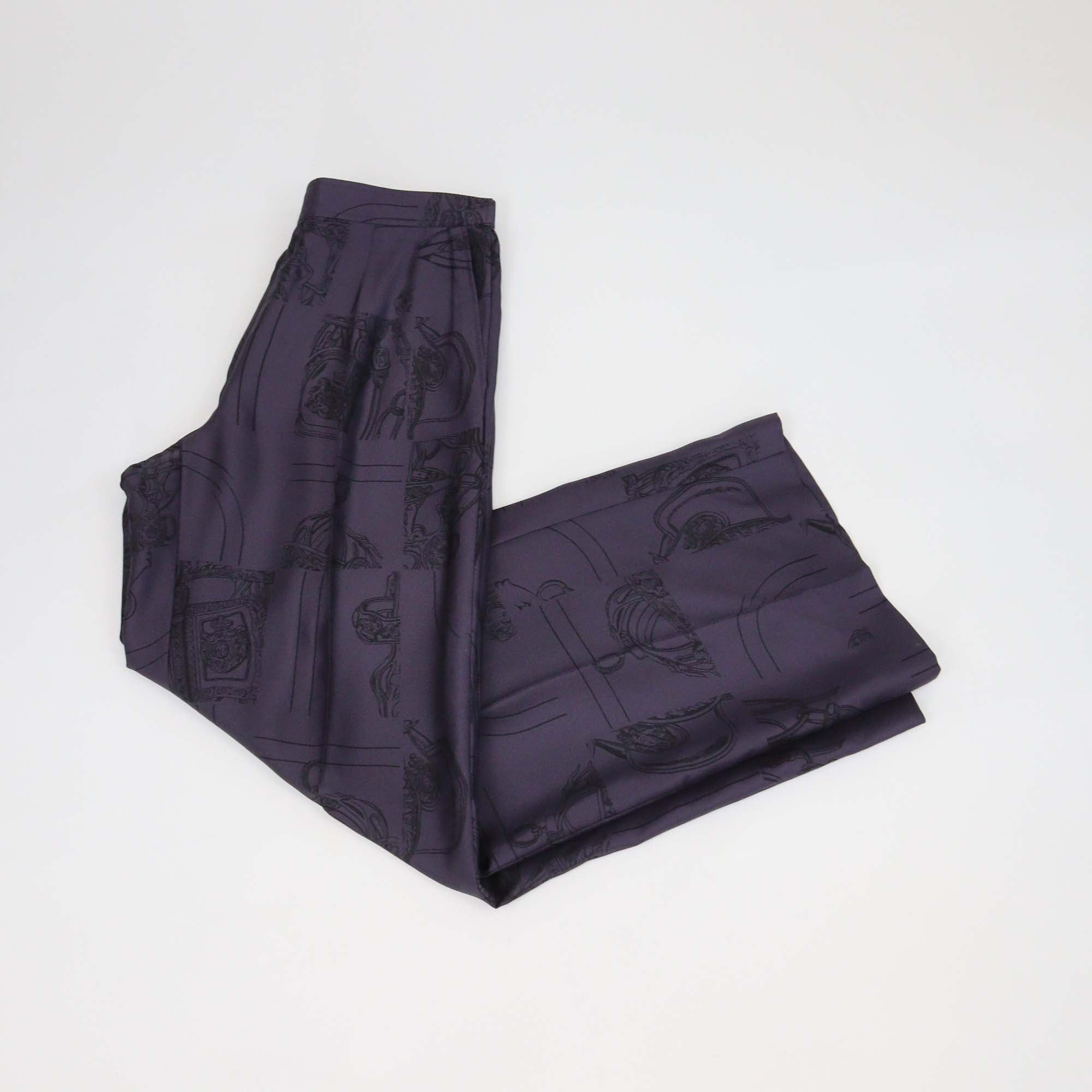 Hermes Violet Silk En Desordre Finesse Pants