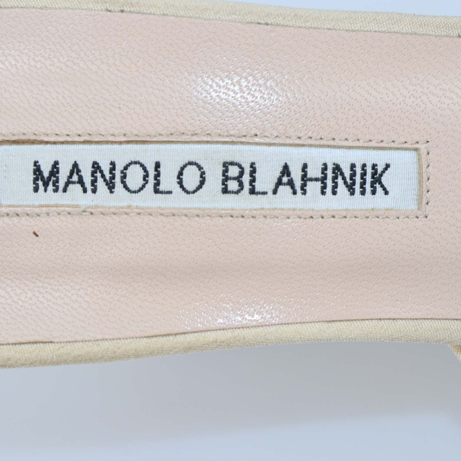 Manolo Blahnik Nude Lace Hangisi Crystal Mule