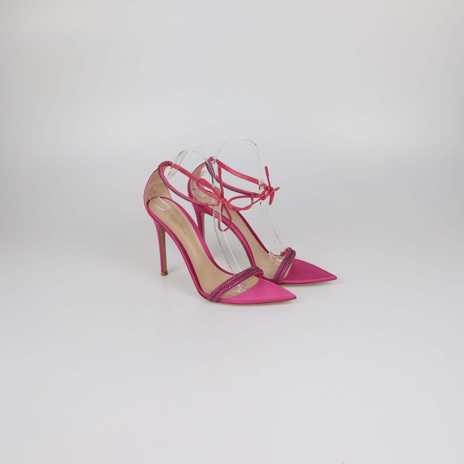 Gianvito Rossi Fuchsia Rhinestone Suede Montecarlo Ankle Strap
