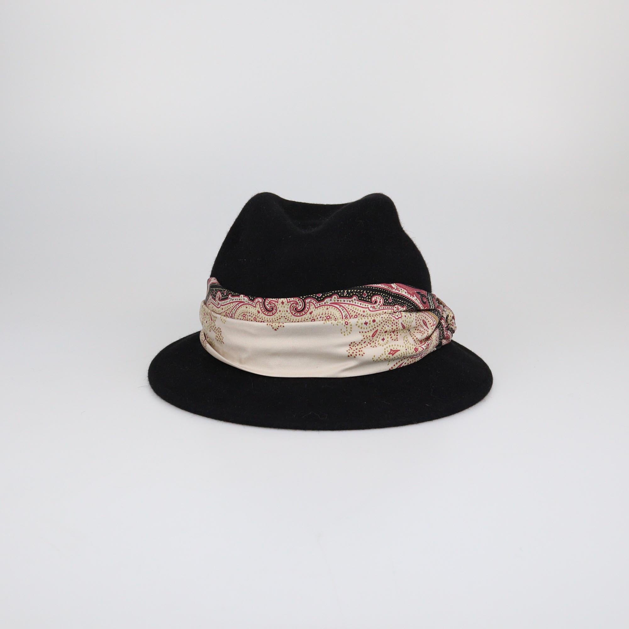 Etro Black Scarf Fedora Hat Womens Etro