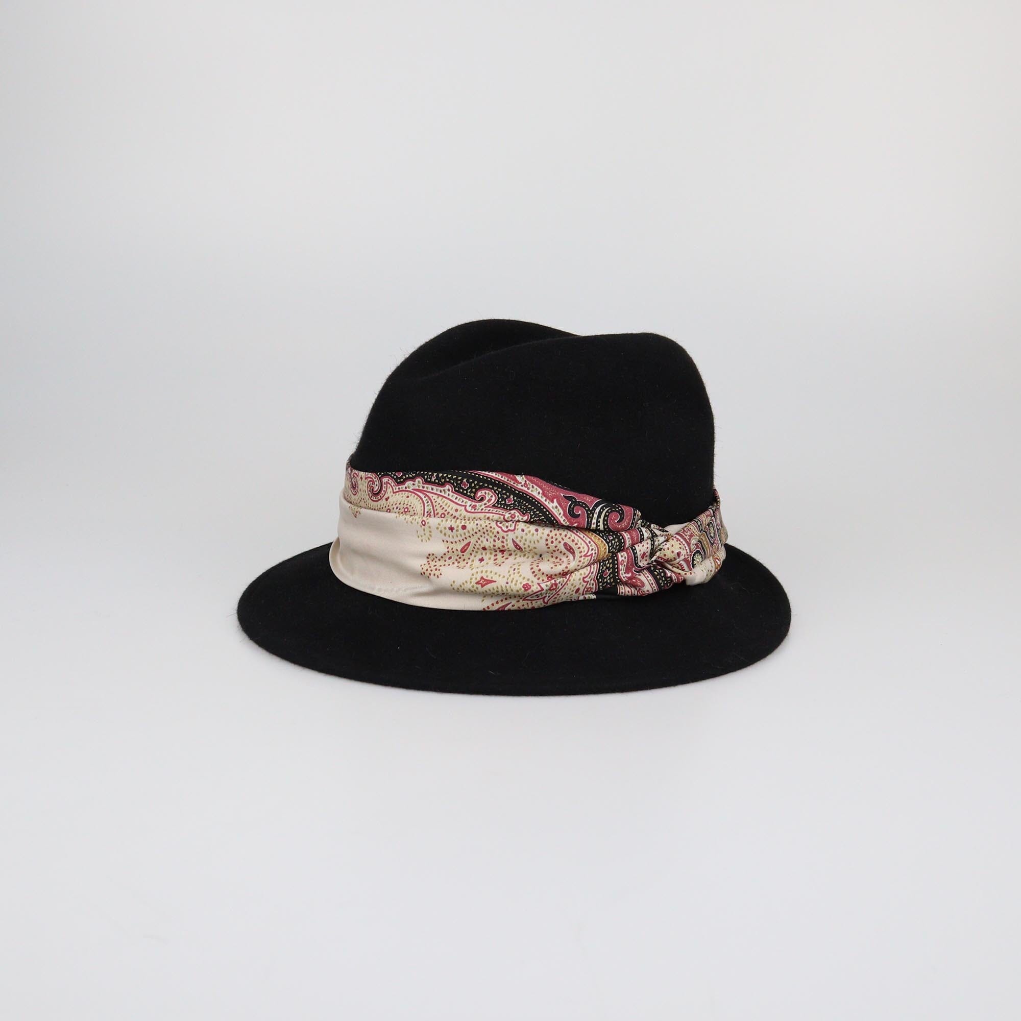 Etro Black Scarf Fedora Hat Womens Etro