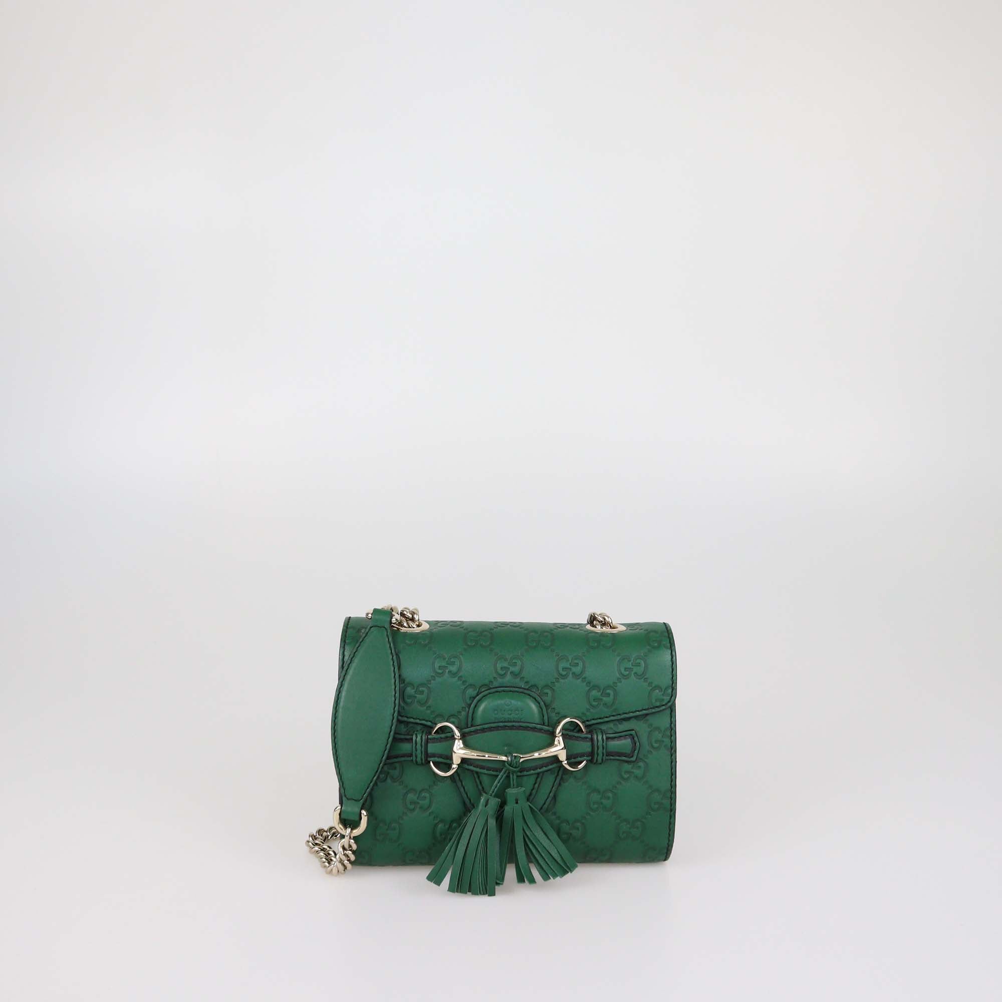 Gucci Green Guccissima Leather Mini Emily Chain Shoulder Bag