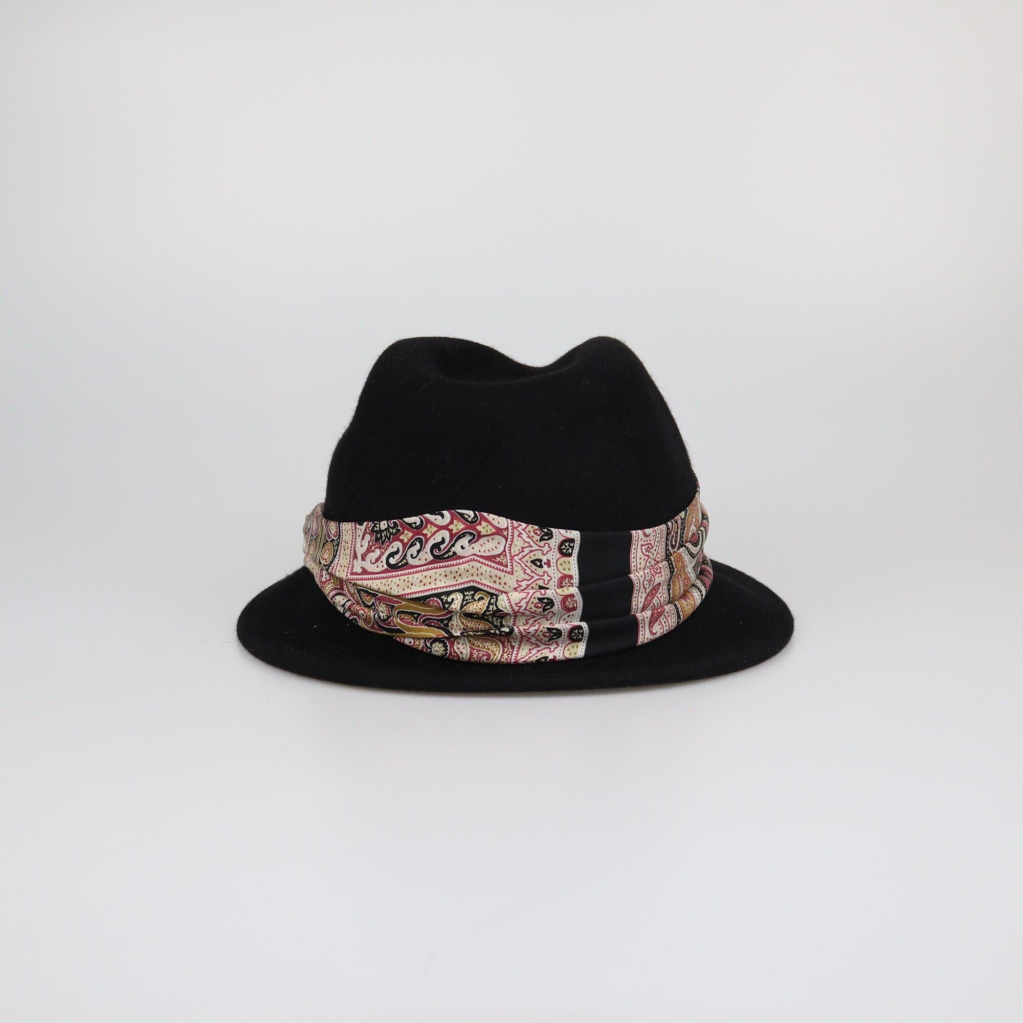 Etro Black Scarf Fedora Hat Womens Etro