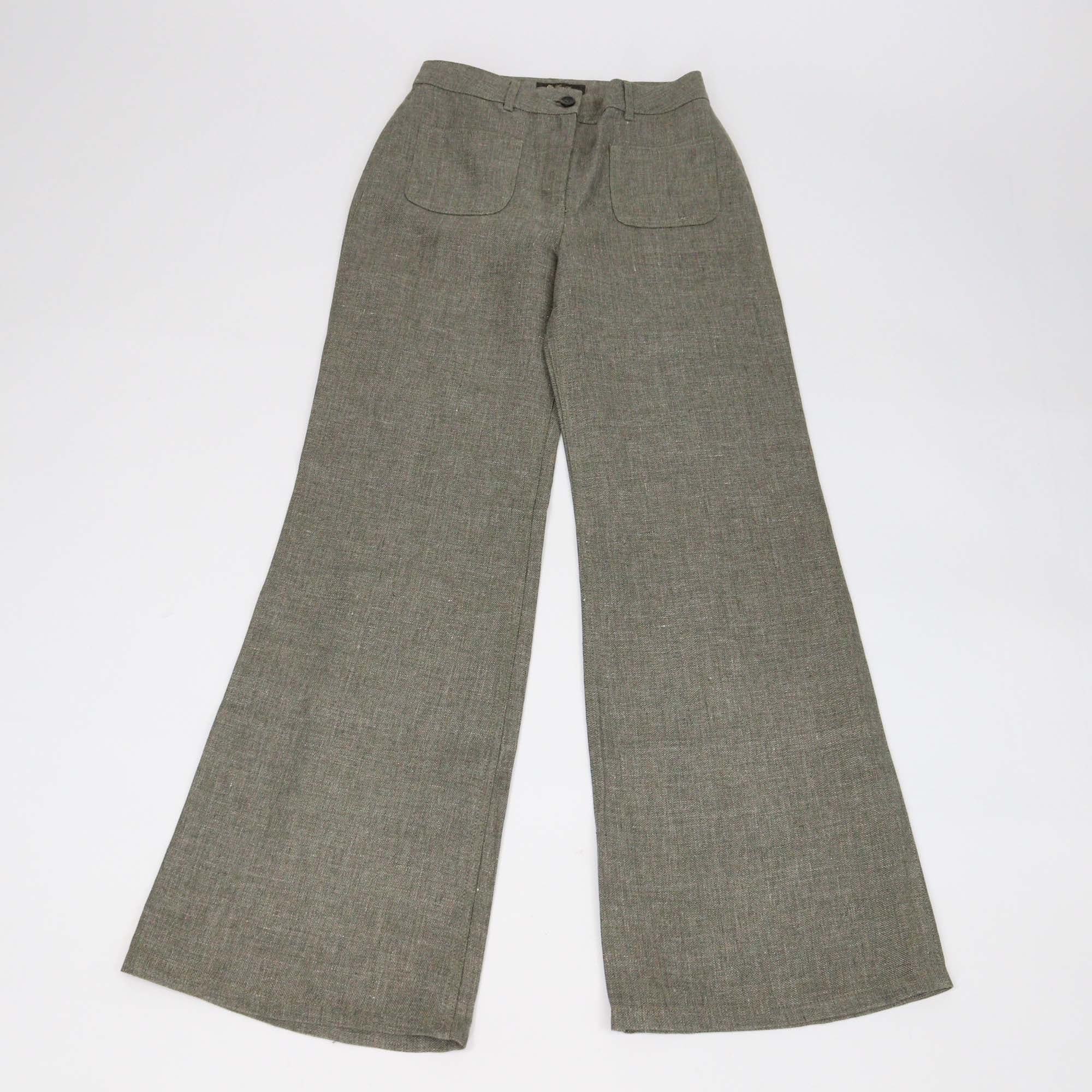 Loro Piana Light Green Linen Danbeth Wide Leg Pants