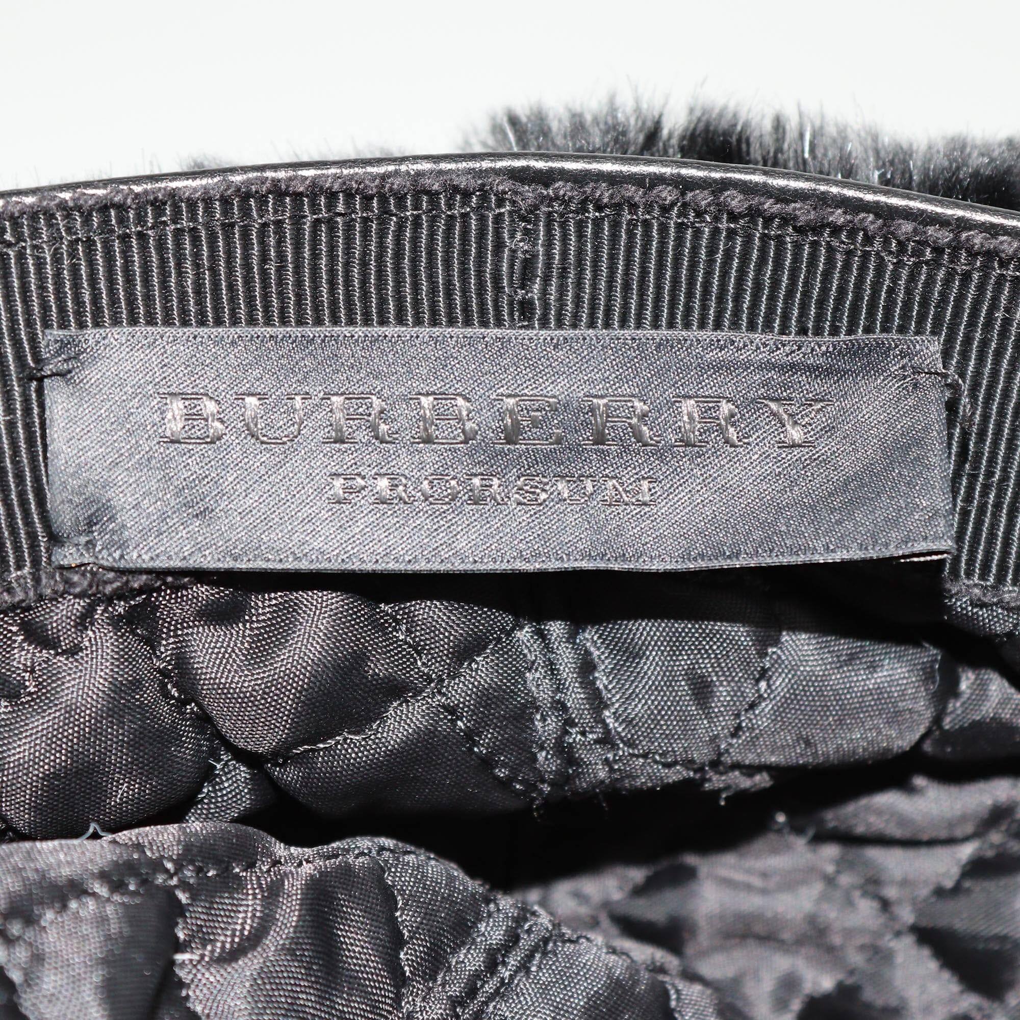 Burberry Black Fur Newsboy Cap Womens Burberry