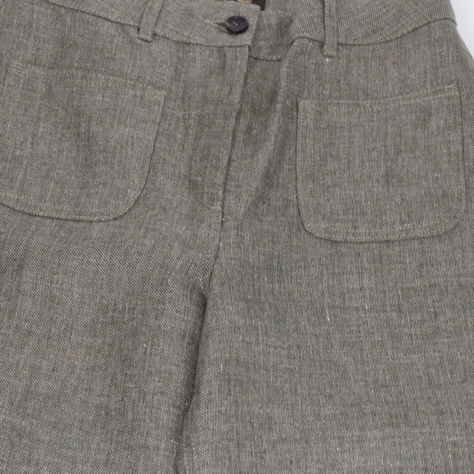 Loro Piana Light Green Linen Danbeth Wide Leg Pants