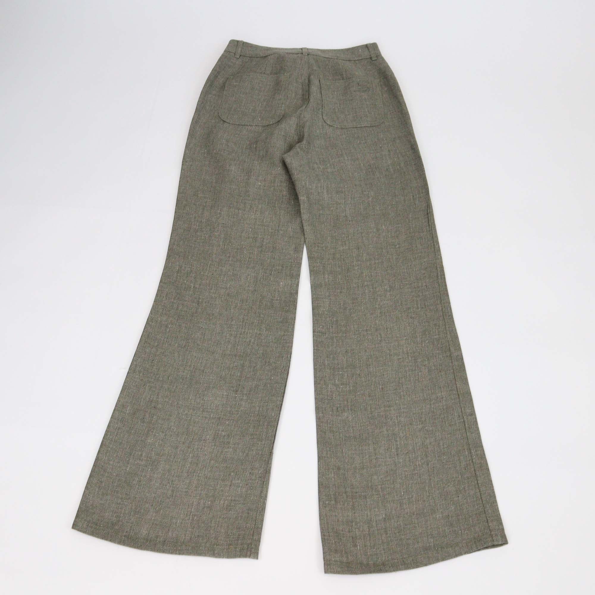 Loro Piana Light Green Linen Danbeth Wide Leg Pants