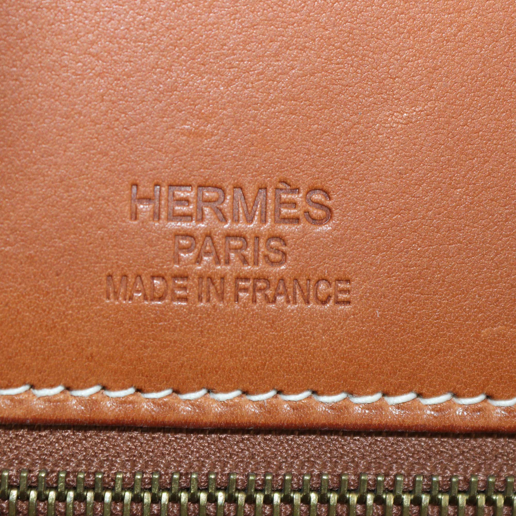 Hermes Fauve/Natural Canvas and Barenia Leather Permabrass Flag Birkin 35 Bag