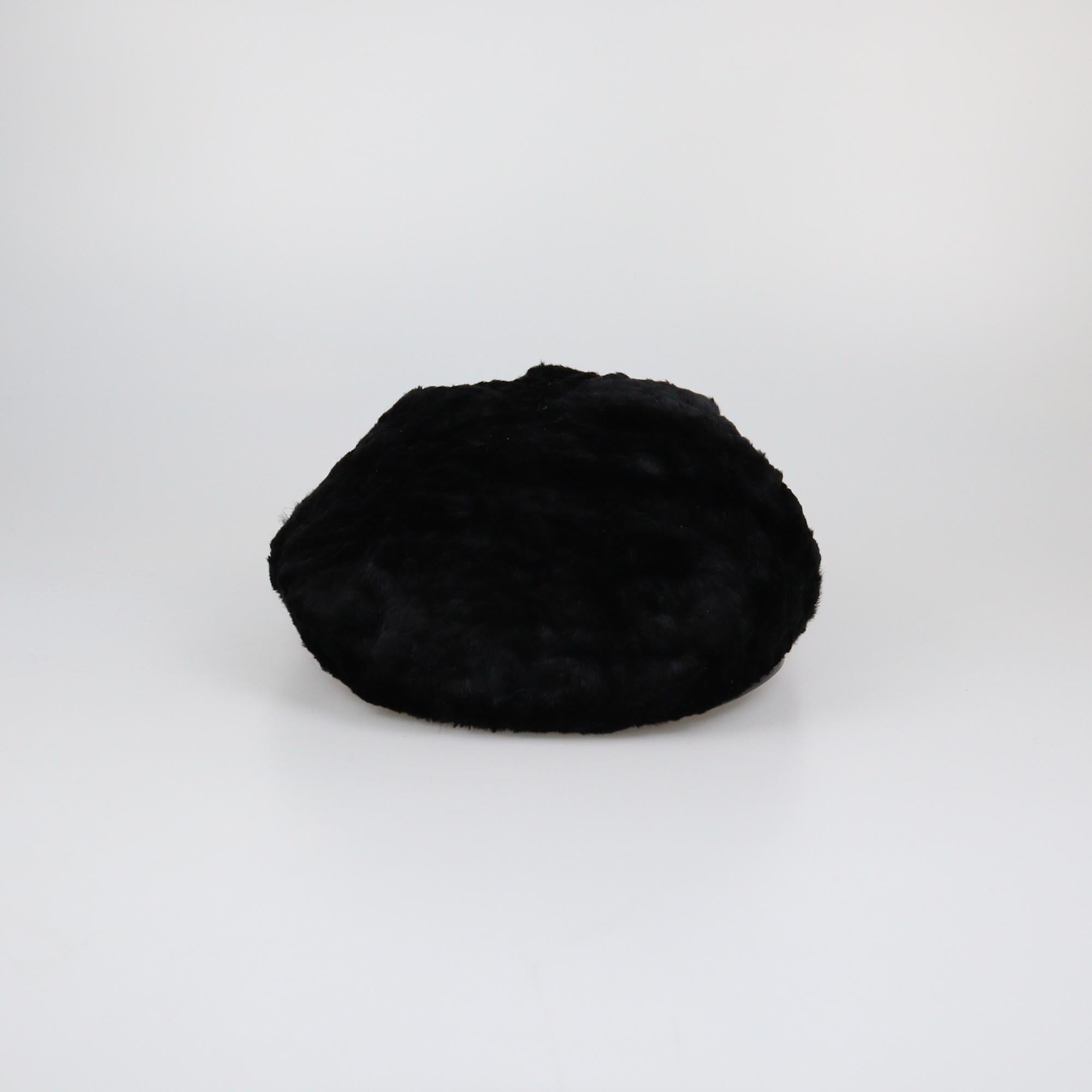Burberry Black Fur Newsboy Cap Womens Burberry