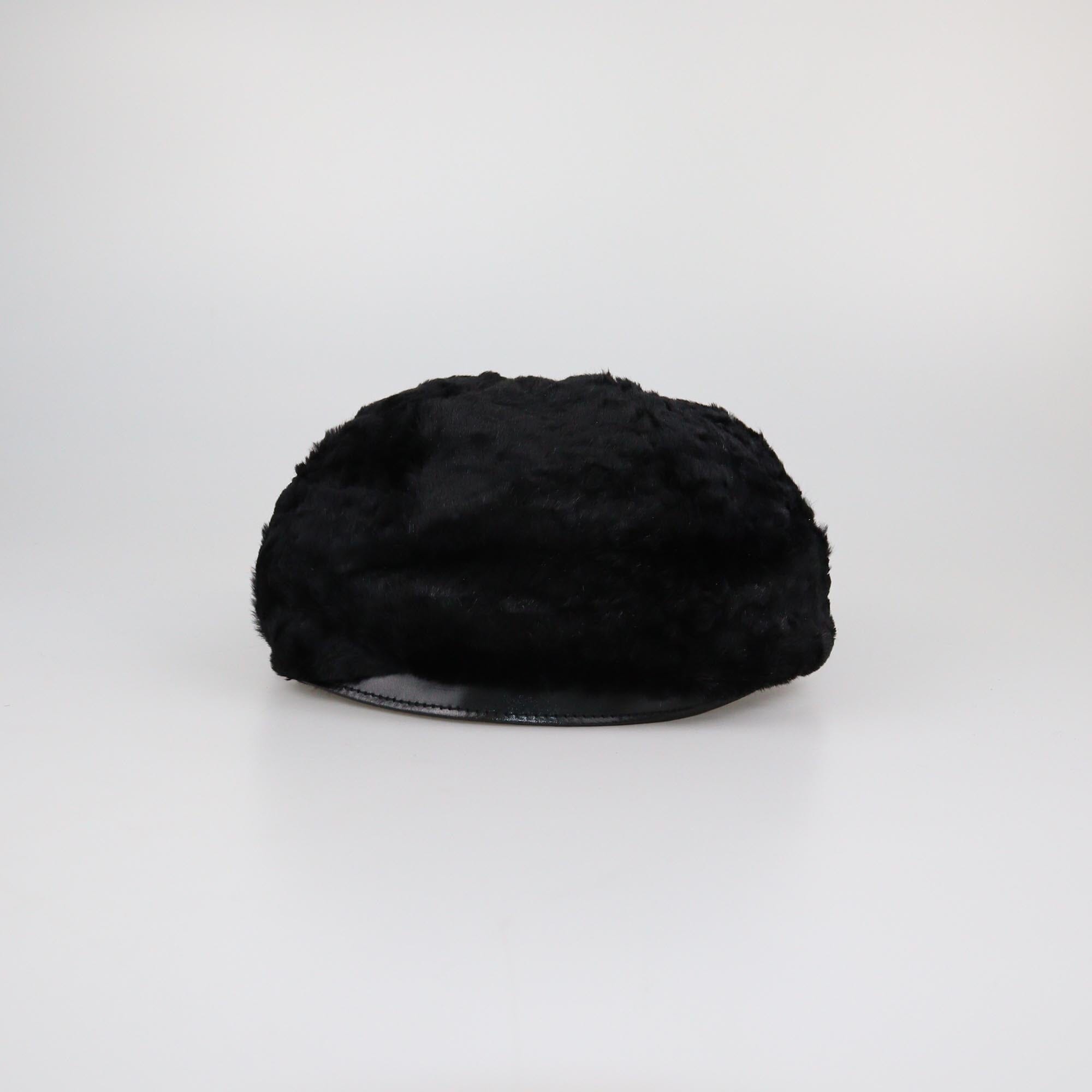 Burberry Black Fur Newsboy Cap Womens Burberry