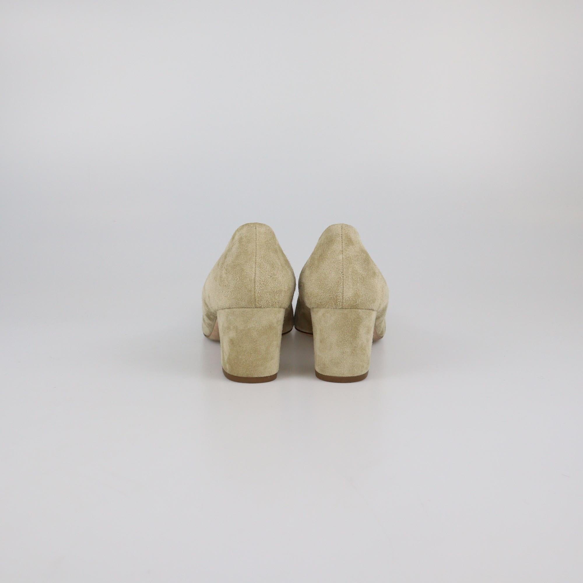 Chanel Beige CC Camellia Cap Toe Heel Pumps Womens Chanel