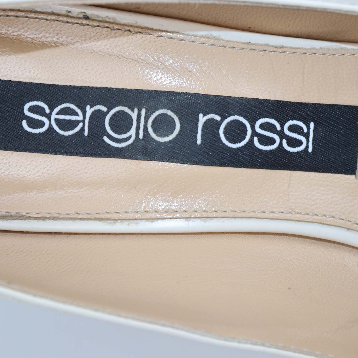 Sergio Rossi Cream Leather Pointed Toe Pumps