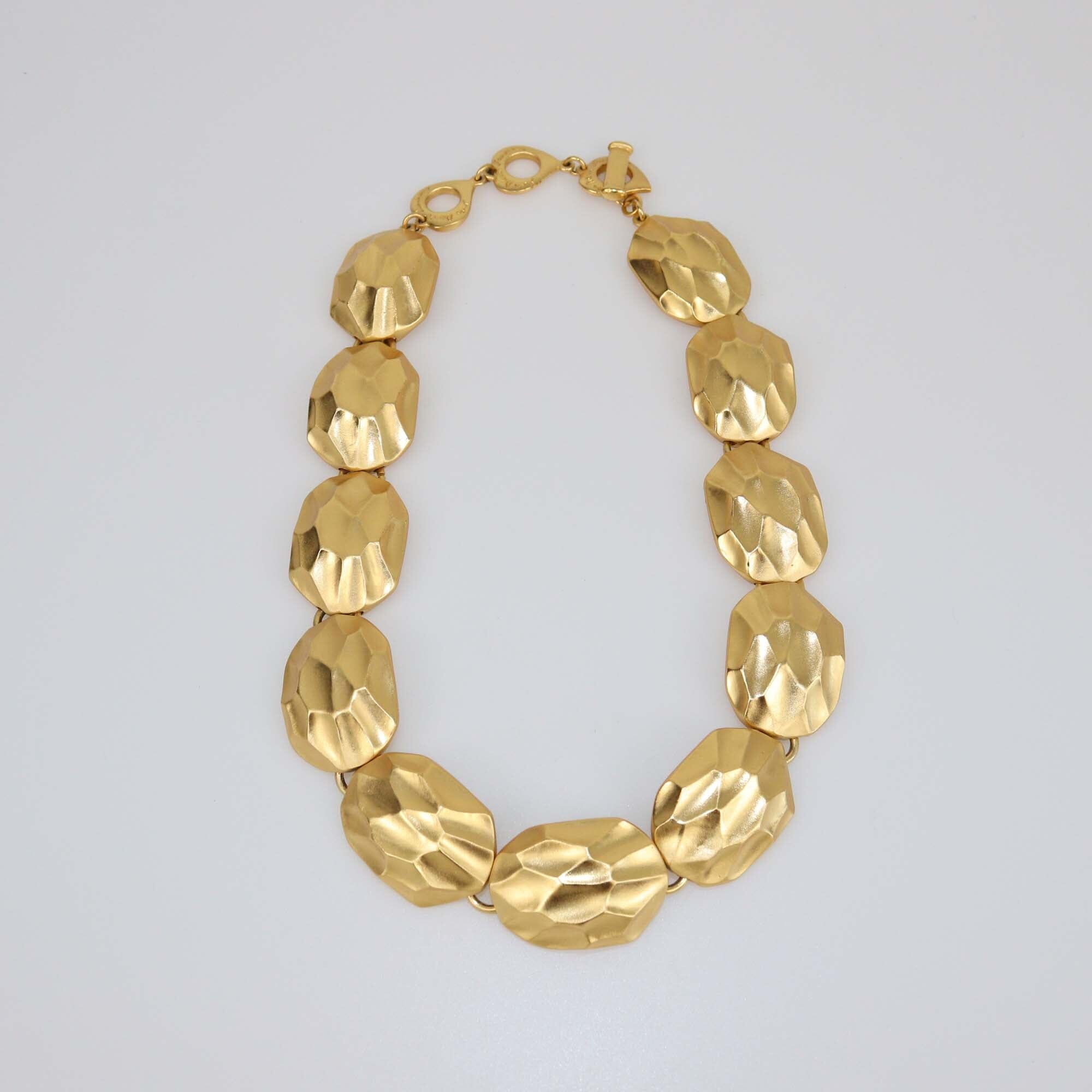 Yves Saint Laurent Gold Tone Honeycomb Link Necklace Womens Yves Saint Laurent