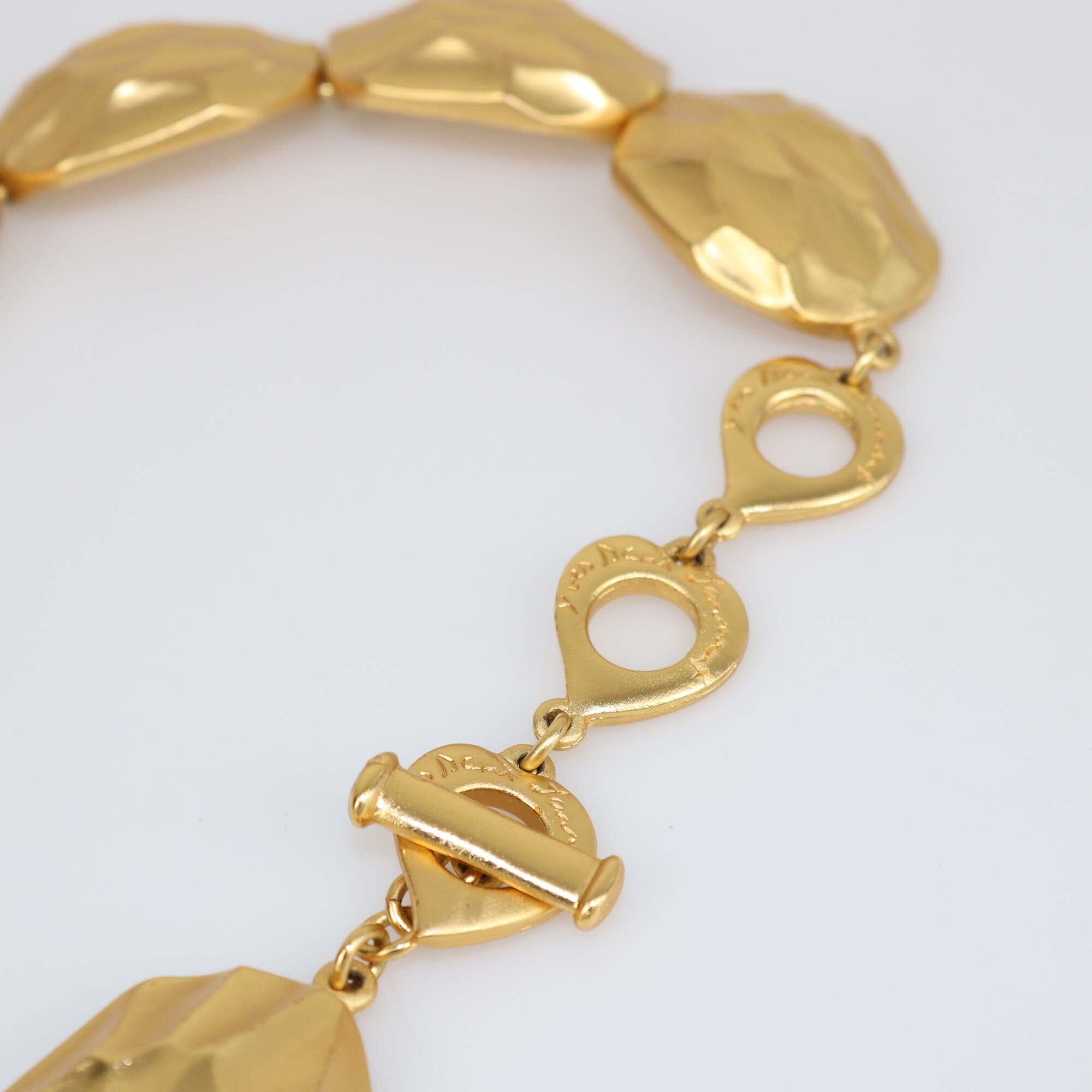 Yves Saint Laurent Gold Tone Honeycomb Link Necklace Womens Yves Saint Laurent