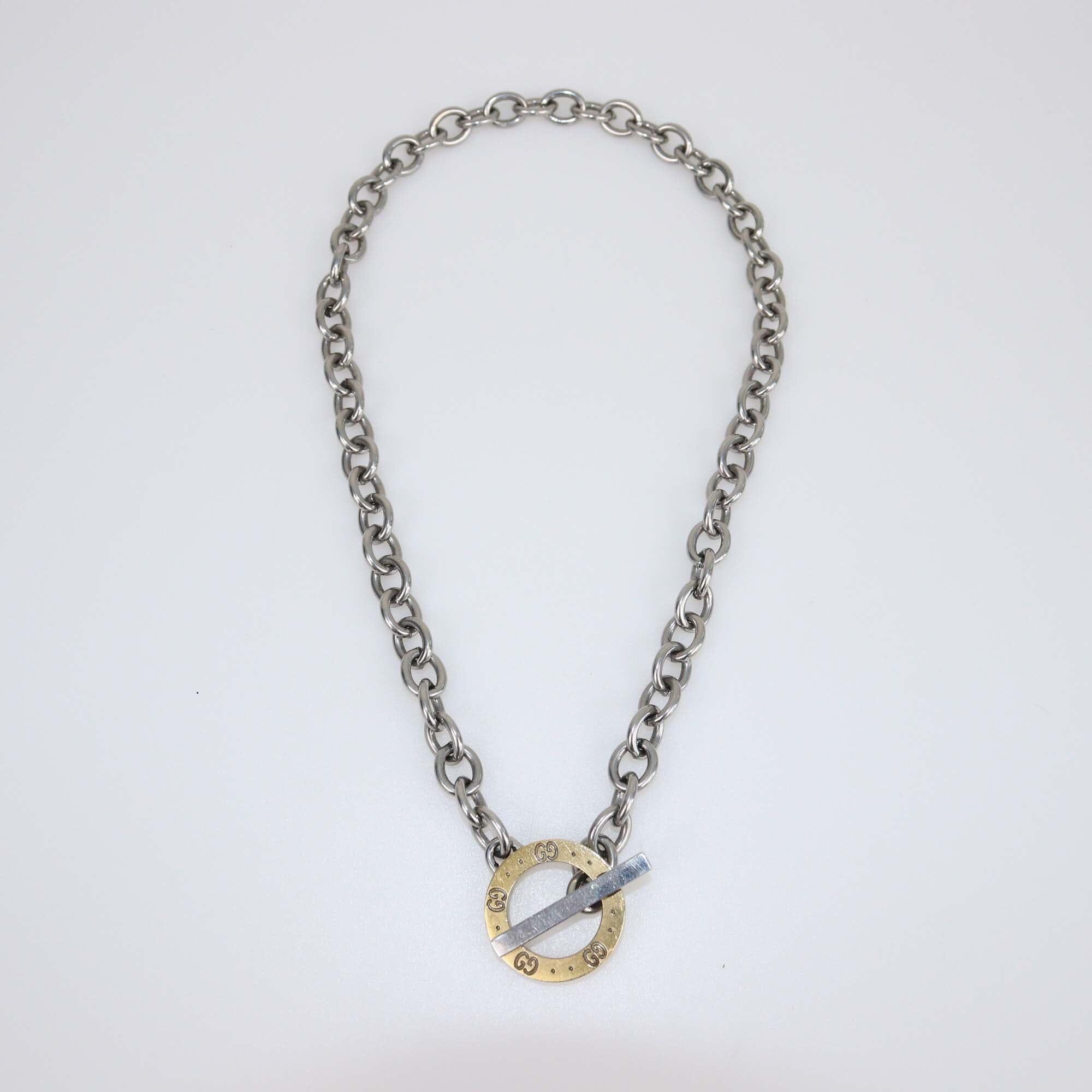 Gucci Icon 18k Yellow Gold Steel Necklace Womens Gucci