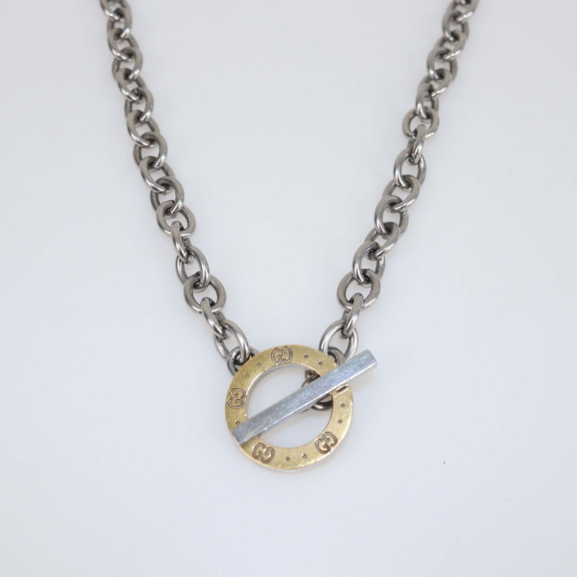 Gucci Icon 18k Yellow Gold Steel Necklace Womens Gucci