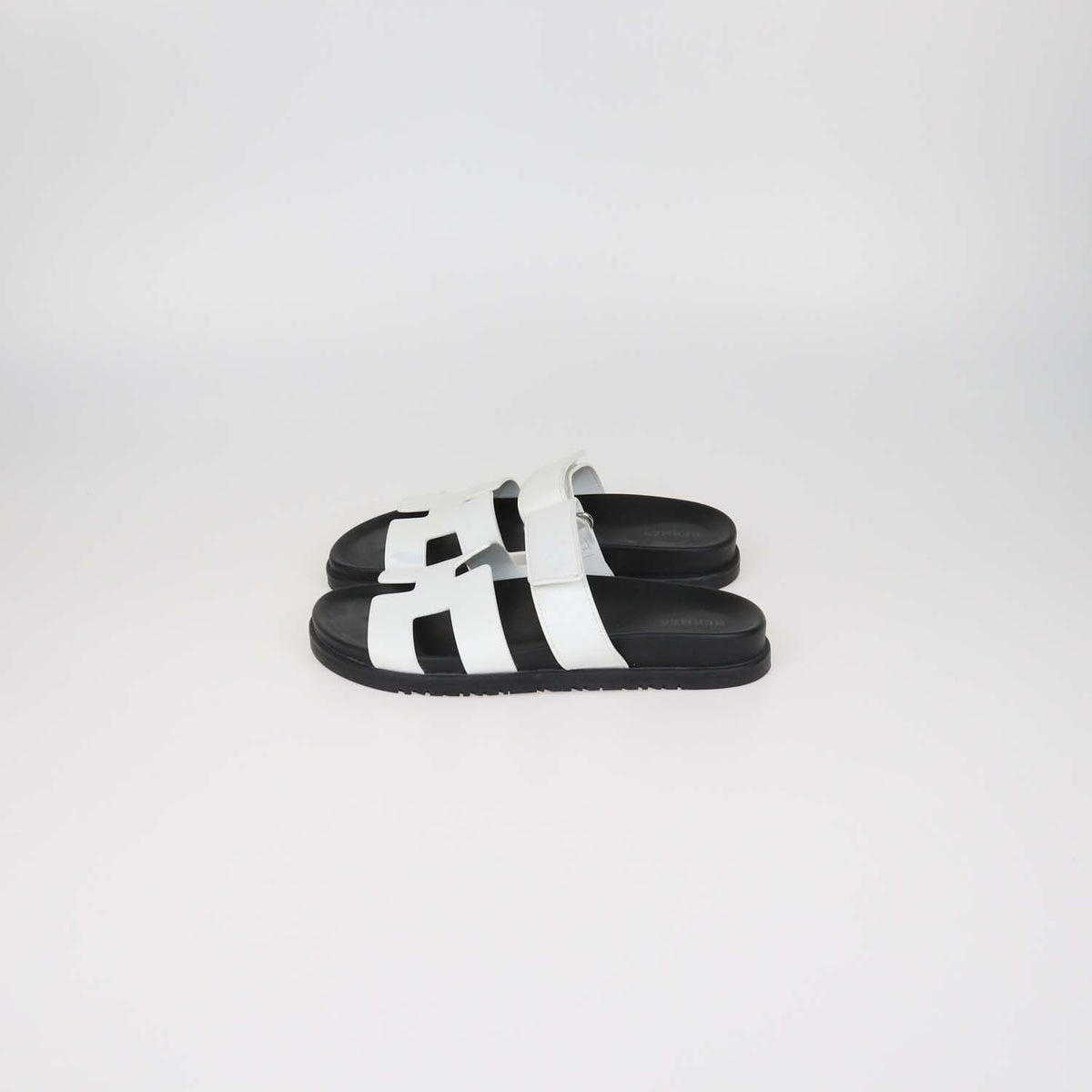 Hermes White Leather Chypre Sandals