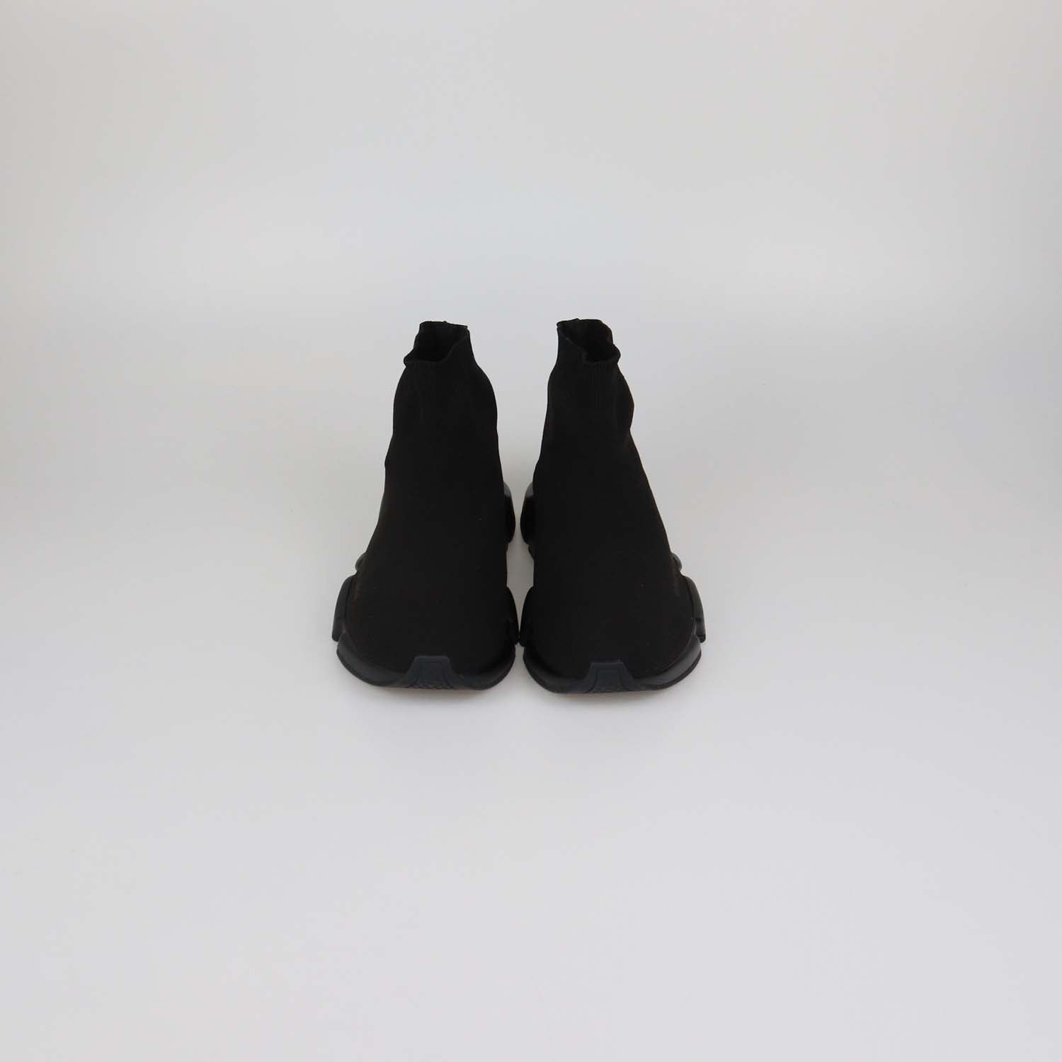 Balenciaga Black Knit Fabric Speed Trainer High Top Sneakers