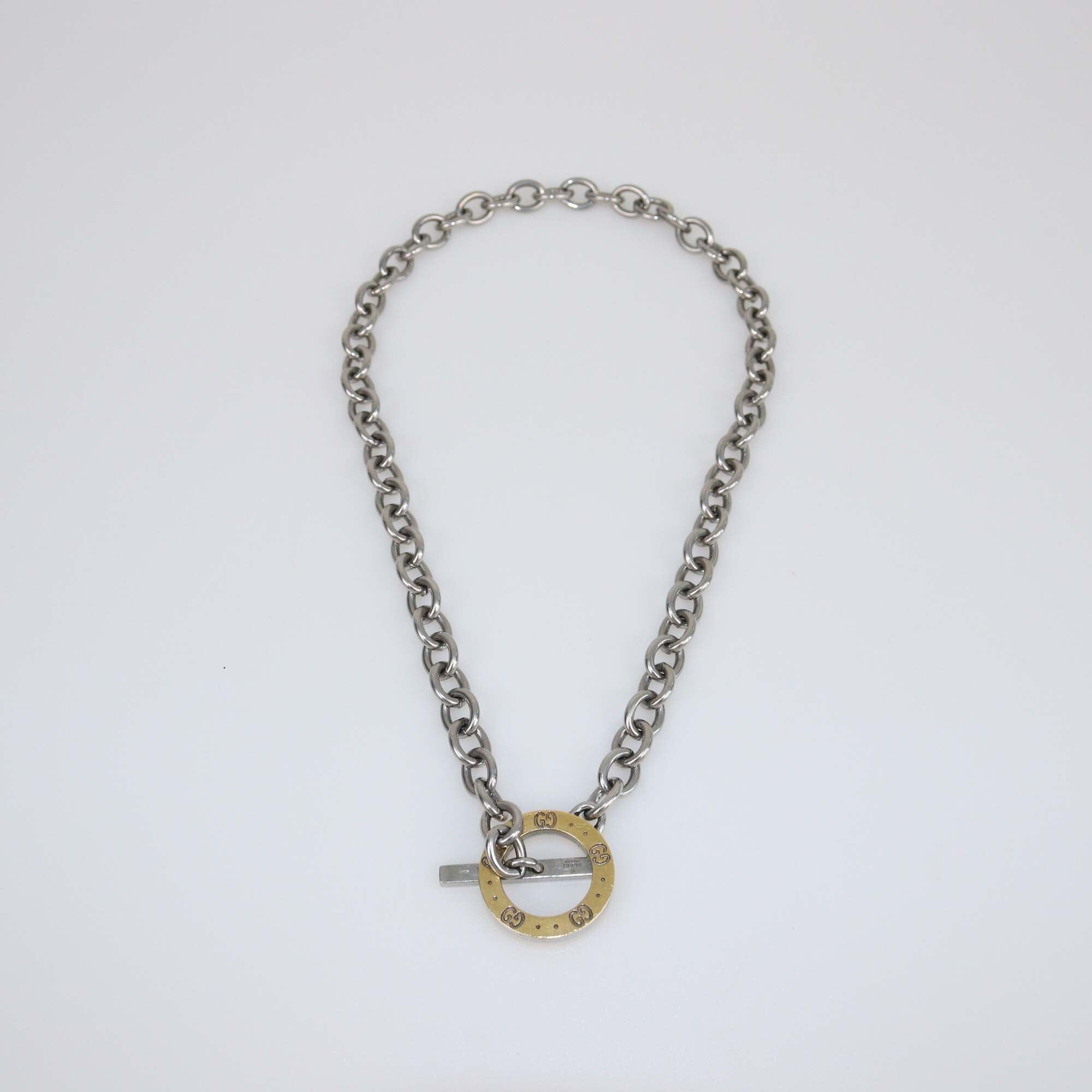 Gucci Icon 18k Yellow Gold Steel Necklace Womens Gucci