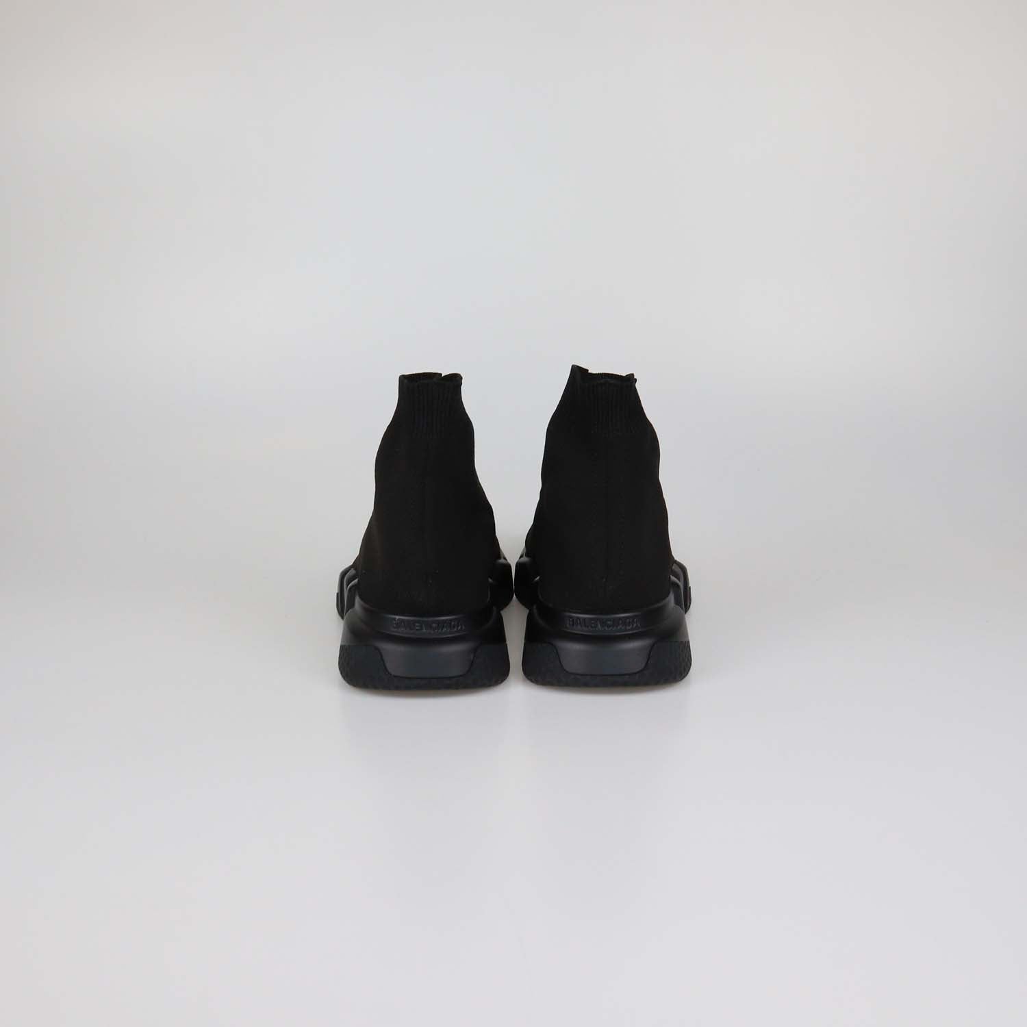 Balenciaga Black Knit Fabric Speed Trainer High Top Sneakers