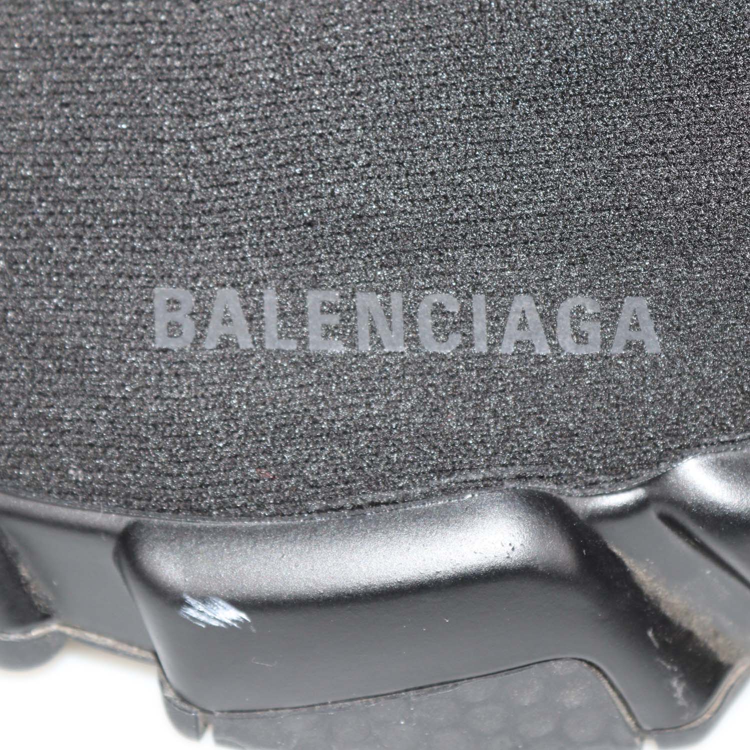 Balenciaga Black Knit Fabric Speed Trainer High Top Sneakers