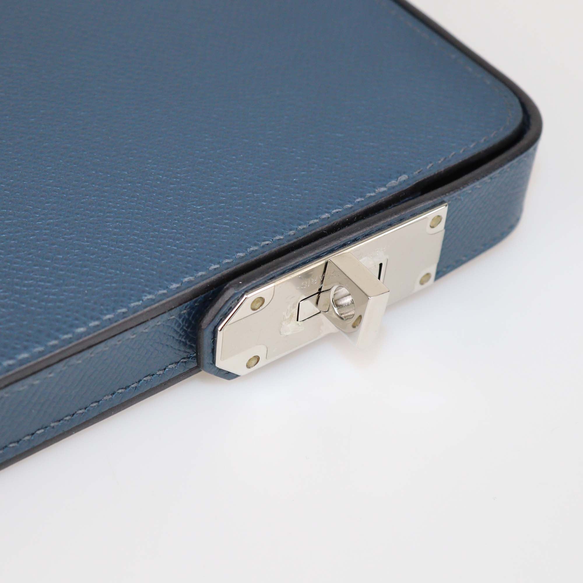 Hermes Bleu de Prusse Epsom Leather Hac a Box Phone Case