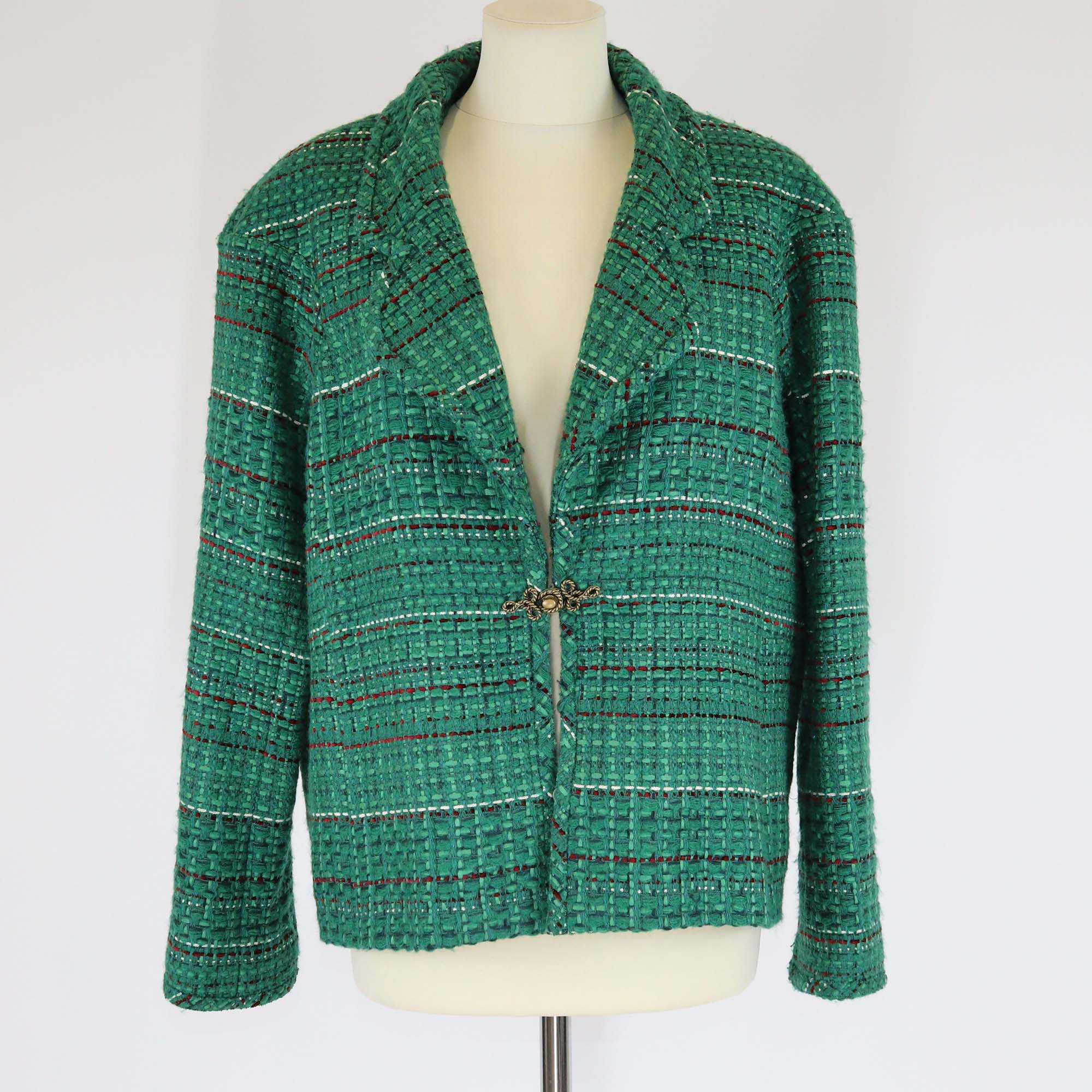 Chanel Green Tweed Twist Lock Jacket