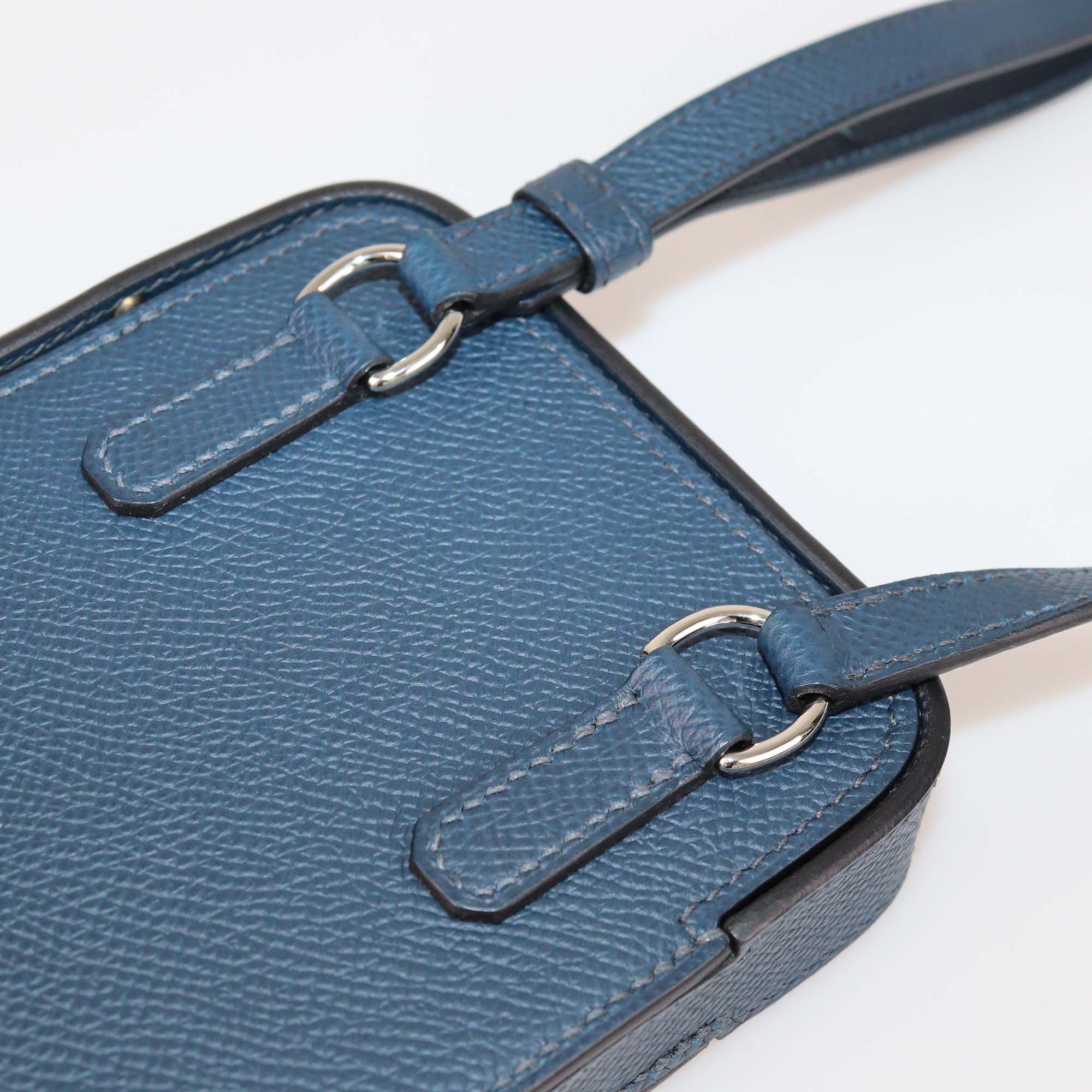 Hermes Bleu de Prusse Epsom Leather Hac a Box Phone Case