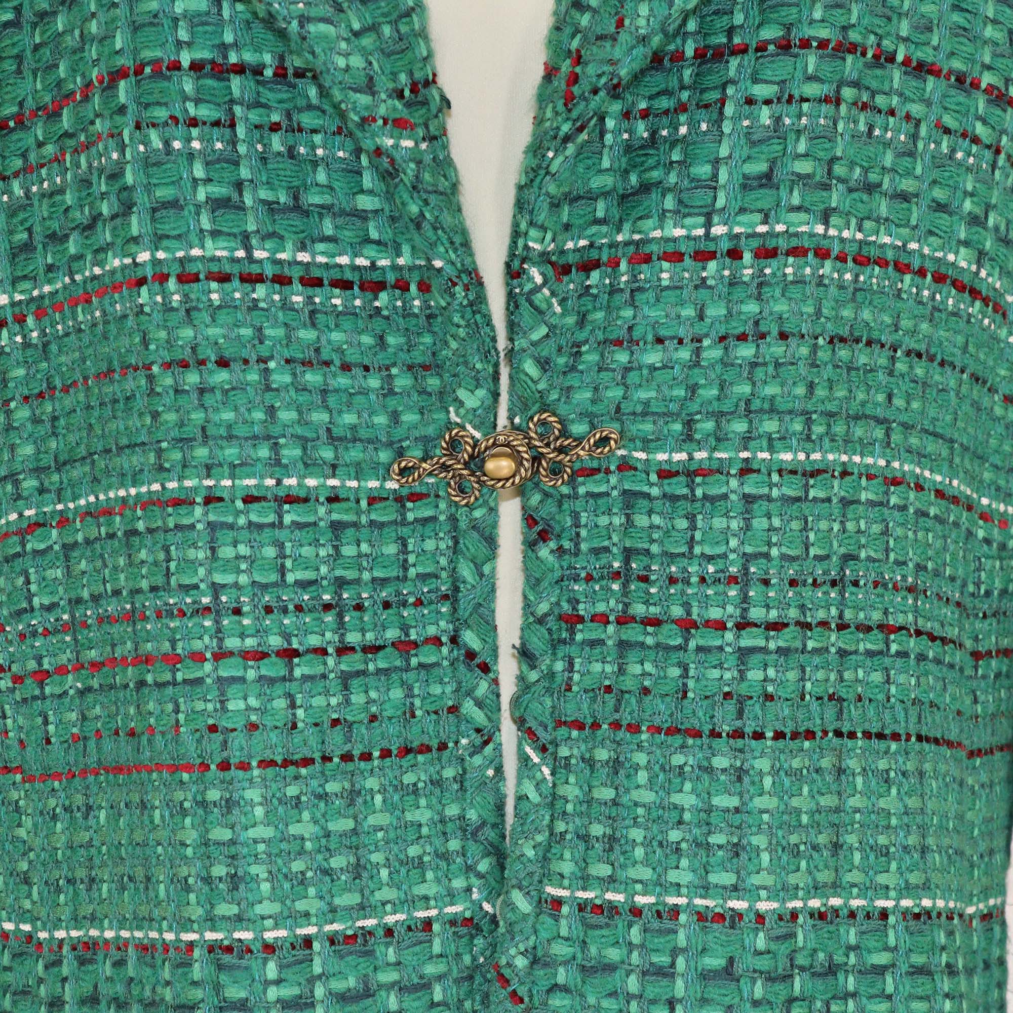 Chanel Green Tweed Twist Lock Jacket