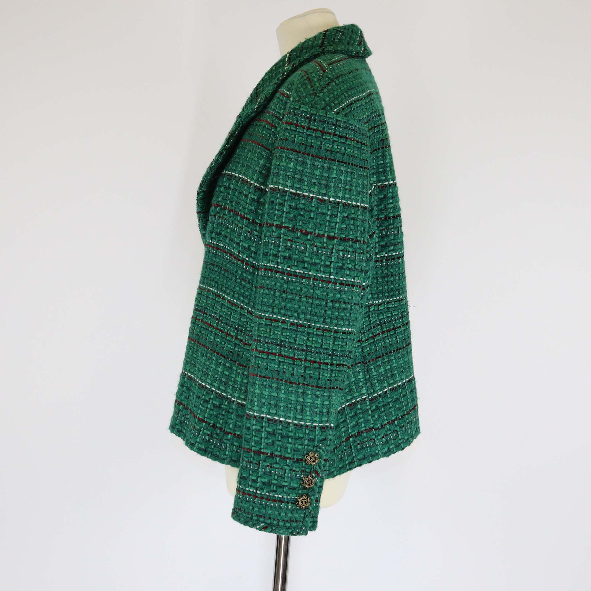 Chanel Green Tweed Twist Lock Jacket
