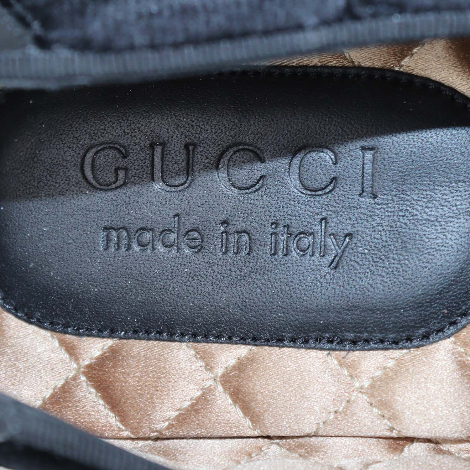 Gucci Black GG Velvet and Leather Bee Print Loafers