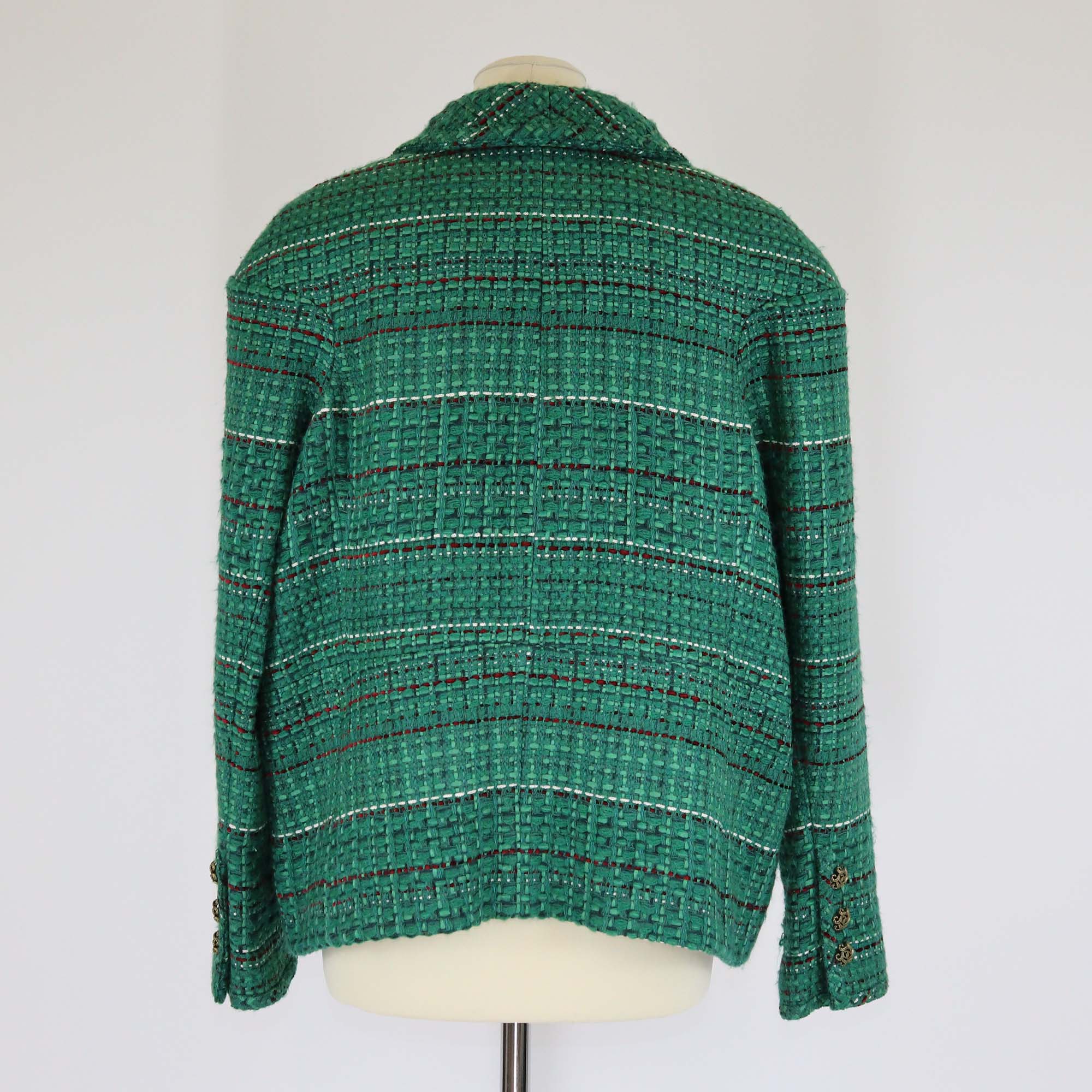 Chanel Green Tweed Twist Lock Jacket
