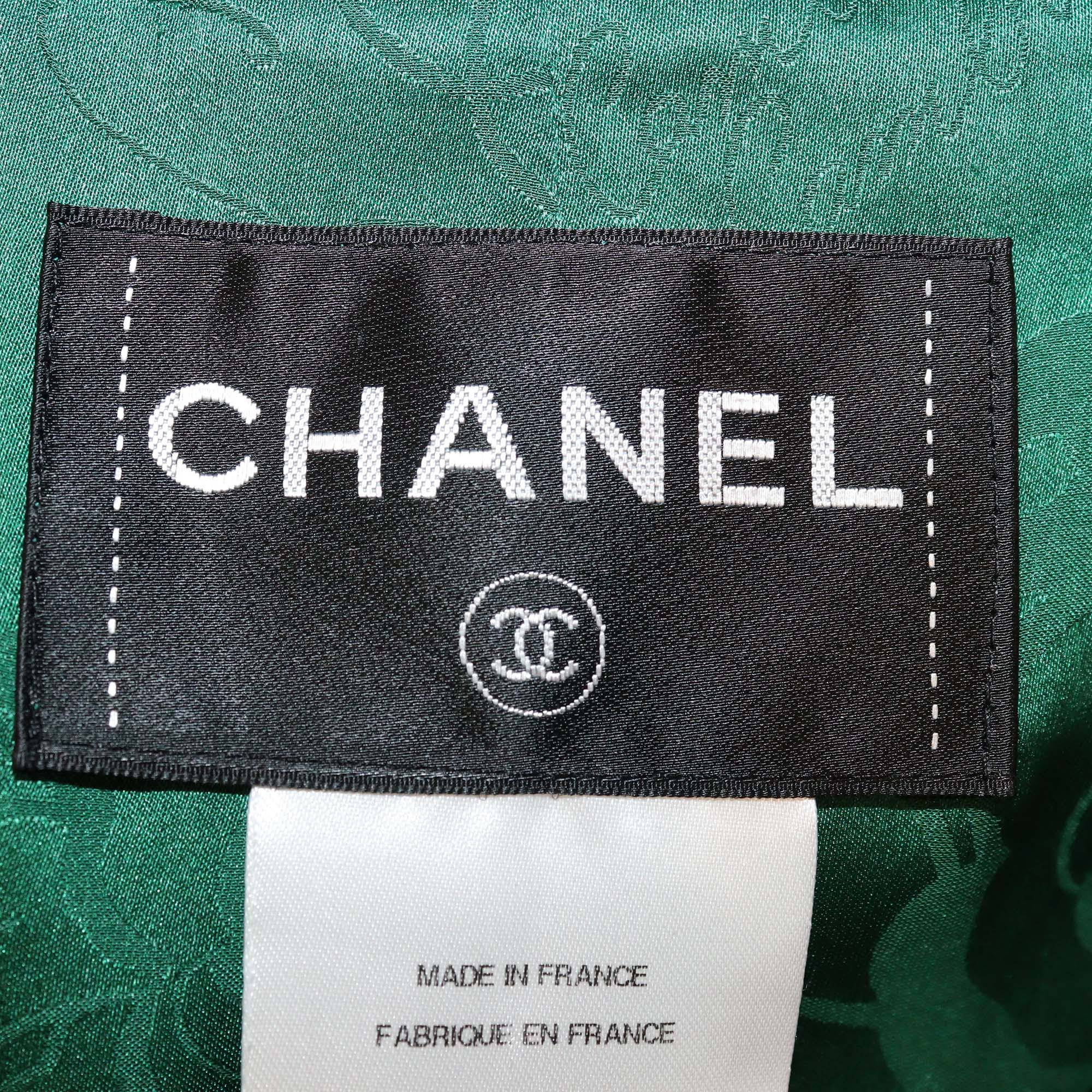 Chanel Green Tweed Twist Lock Jacket