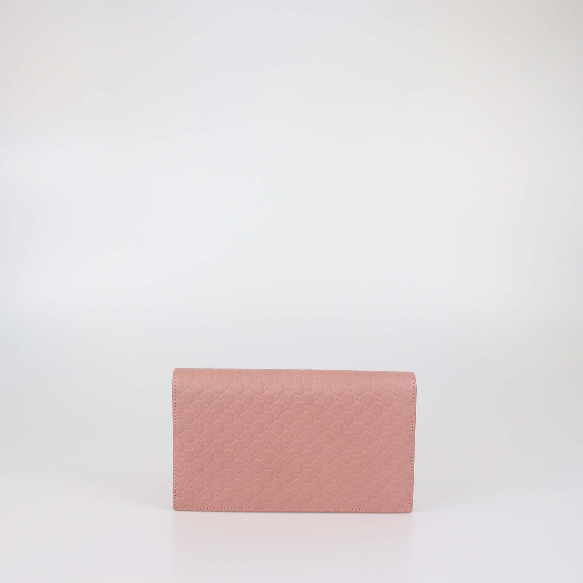 Gucci Old Rose Microguccissima Leather Wallet Crossbody Bag