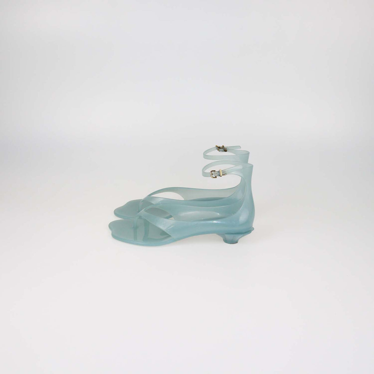 Chloe Blue TPU Jelly Ankle Strap Thong Sandals