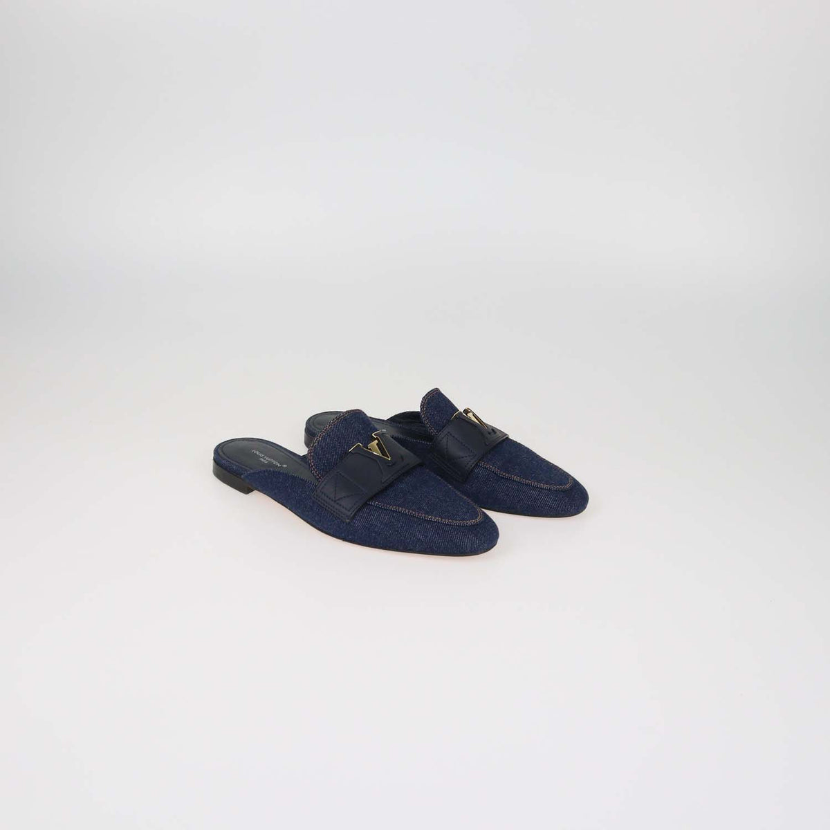 Louis Vuitton Dark Blue Denim LV Mare Open Back Mules