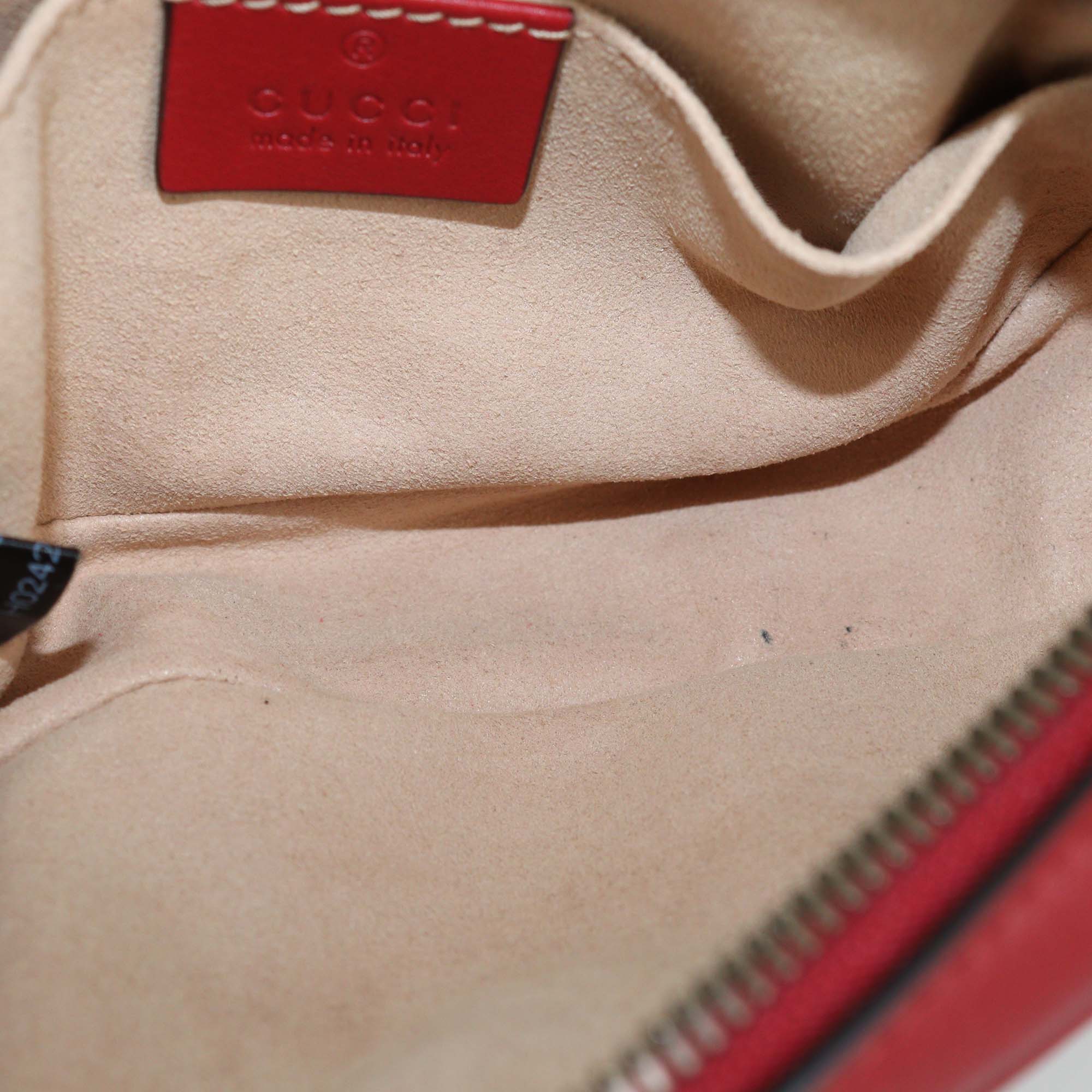 Gucci Red Matelasse Leather Mini GG Marmont Belt Bag