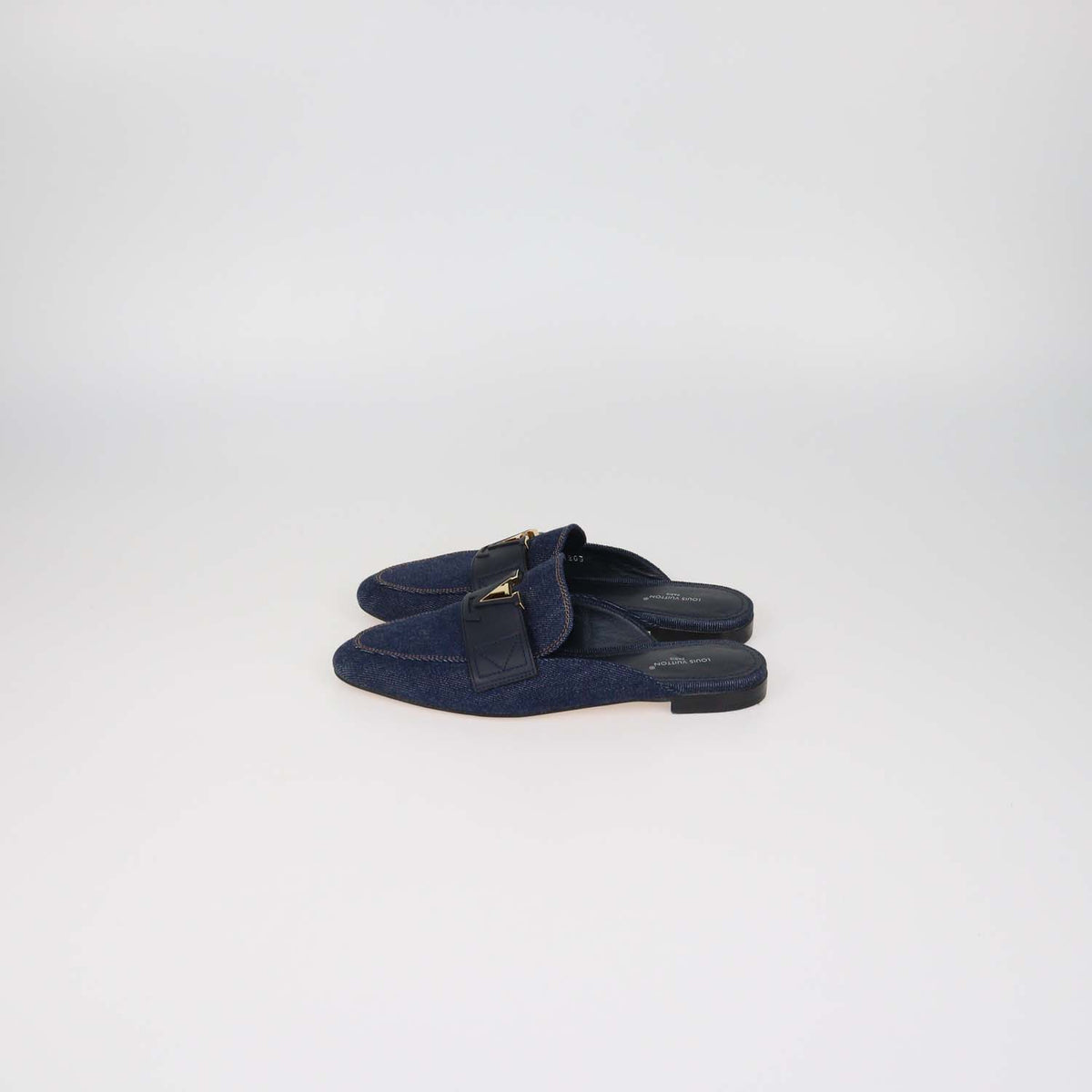 Louis Vuitton Dark Blue Denim LV Mare Open Back Mules